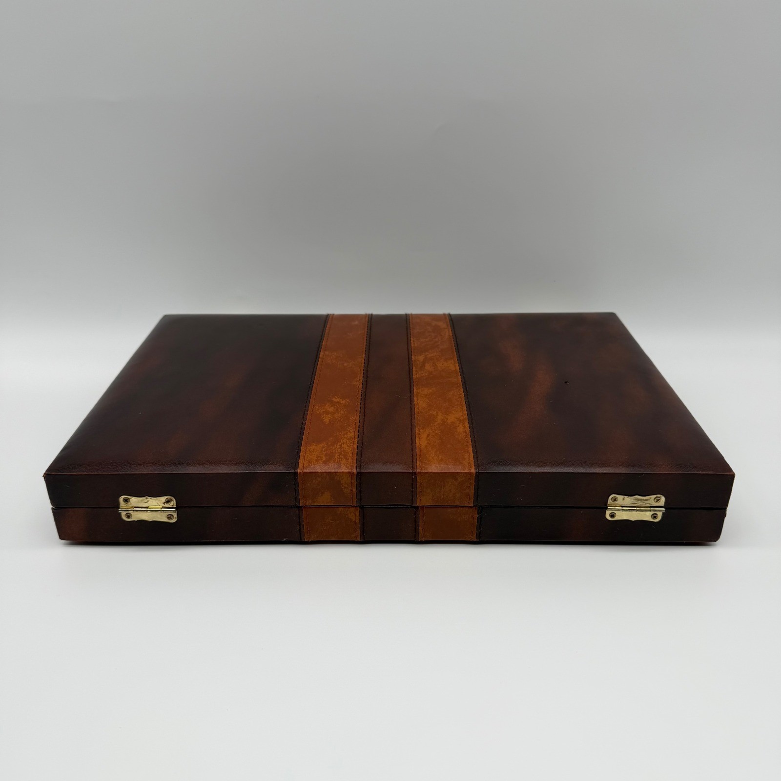 Backgammon Game Leather Briefcase Set 14.5″x9.5″ Complete