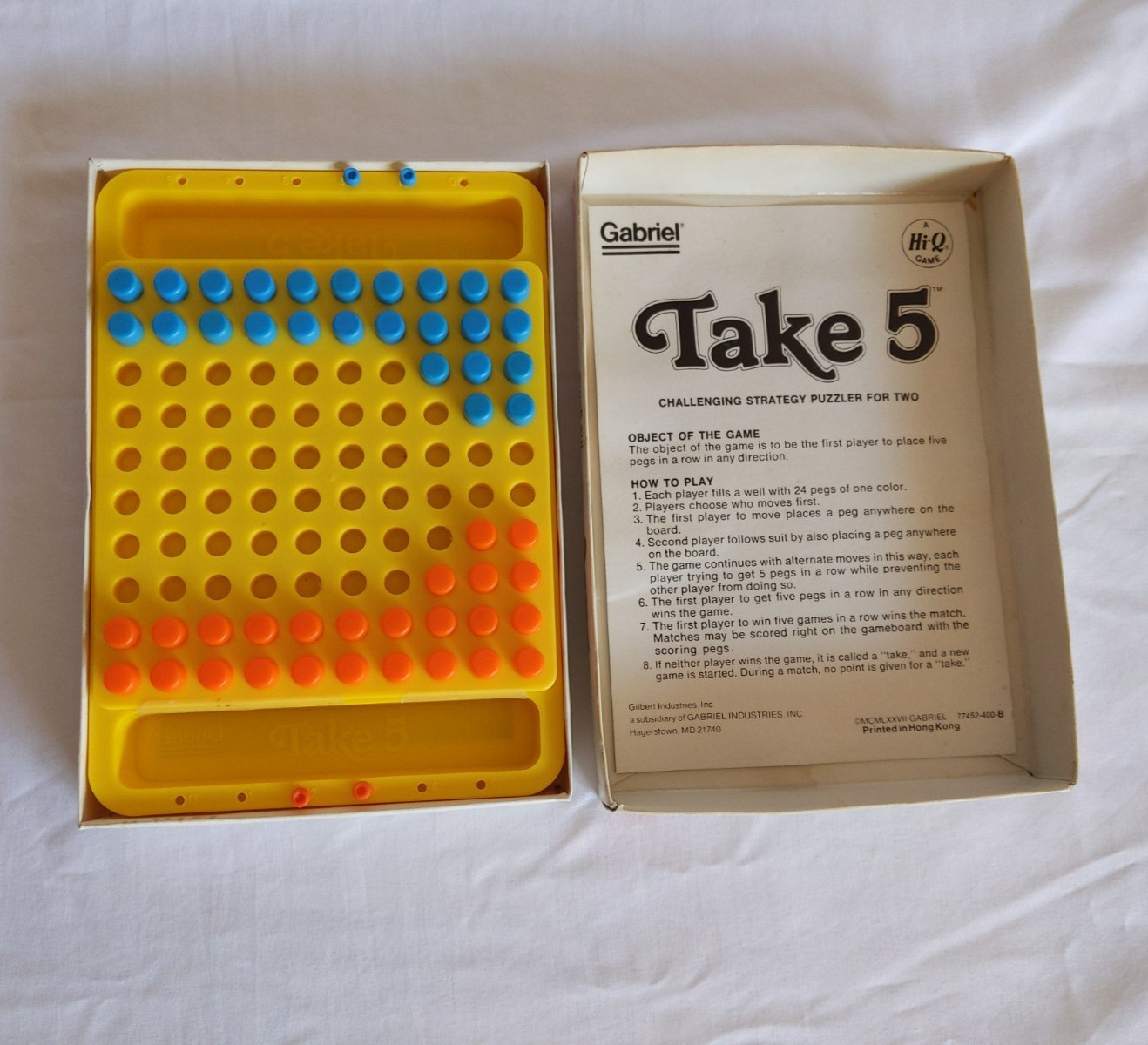 Vintage Gabriel Take 5 Challenging Strategy Puzzler For Two Hi Q Game 77452