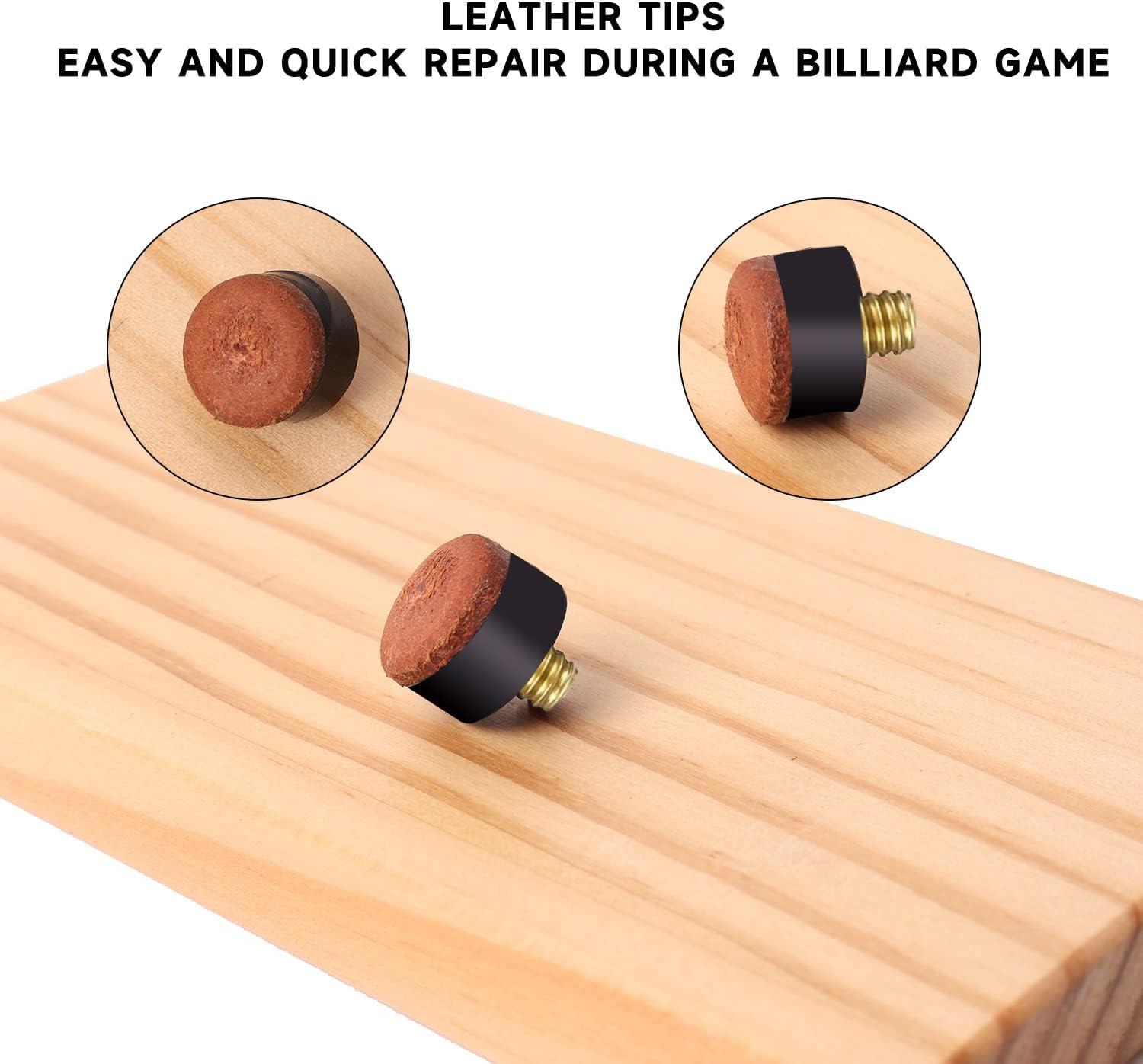 10 Pack Billiard Pool Cue Tips Replacement – Soft/Hard Screw-On Tips