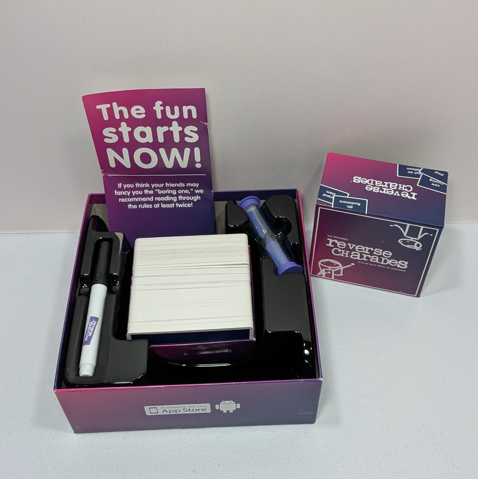 The Original Reverse Charades Hilarious Party Game Purple Box 100% Complete