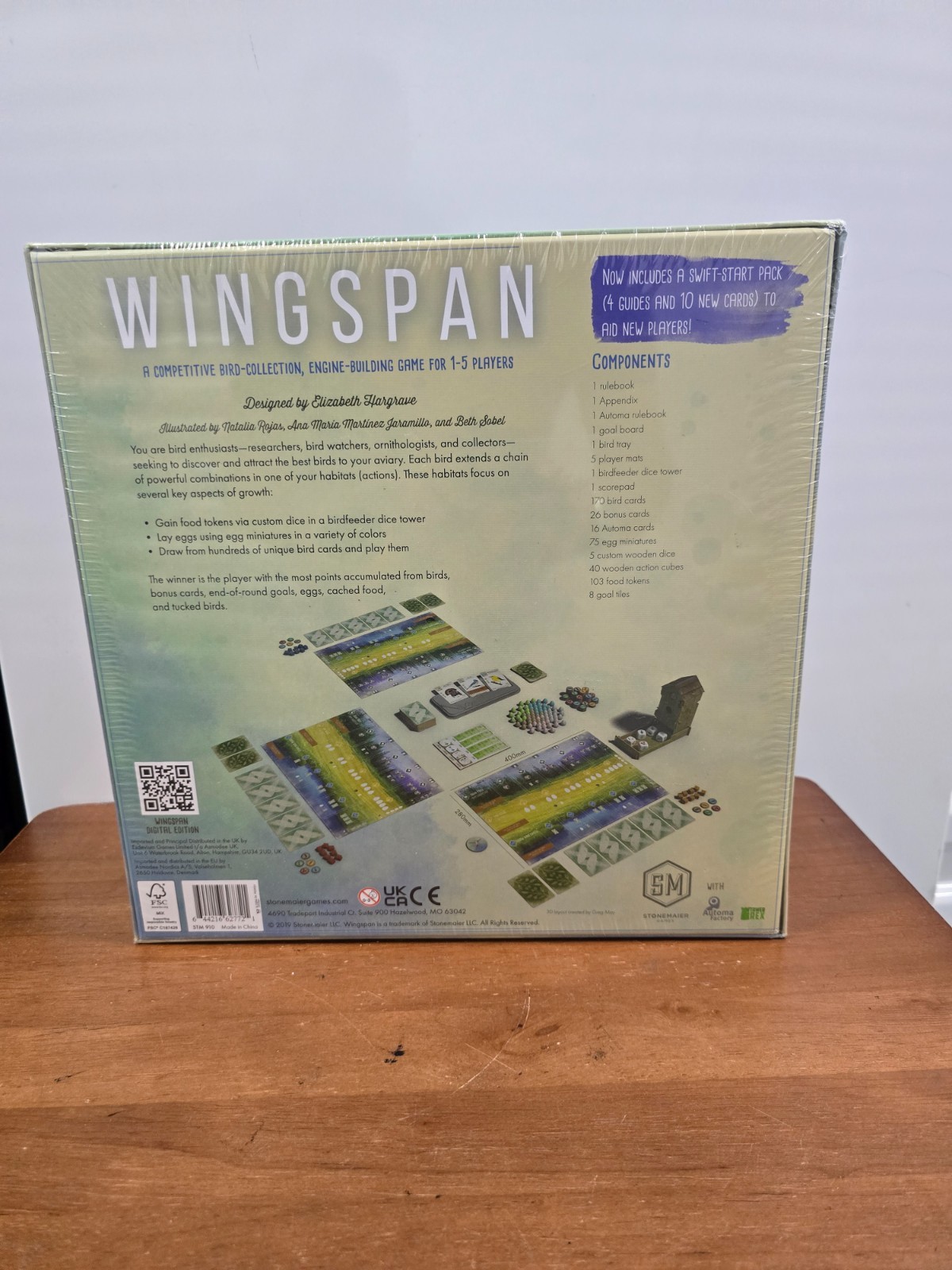 Wingspan Board Game Hargrave SM Automa Birding Swift New Sealed