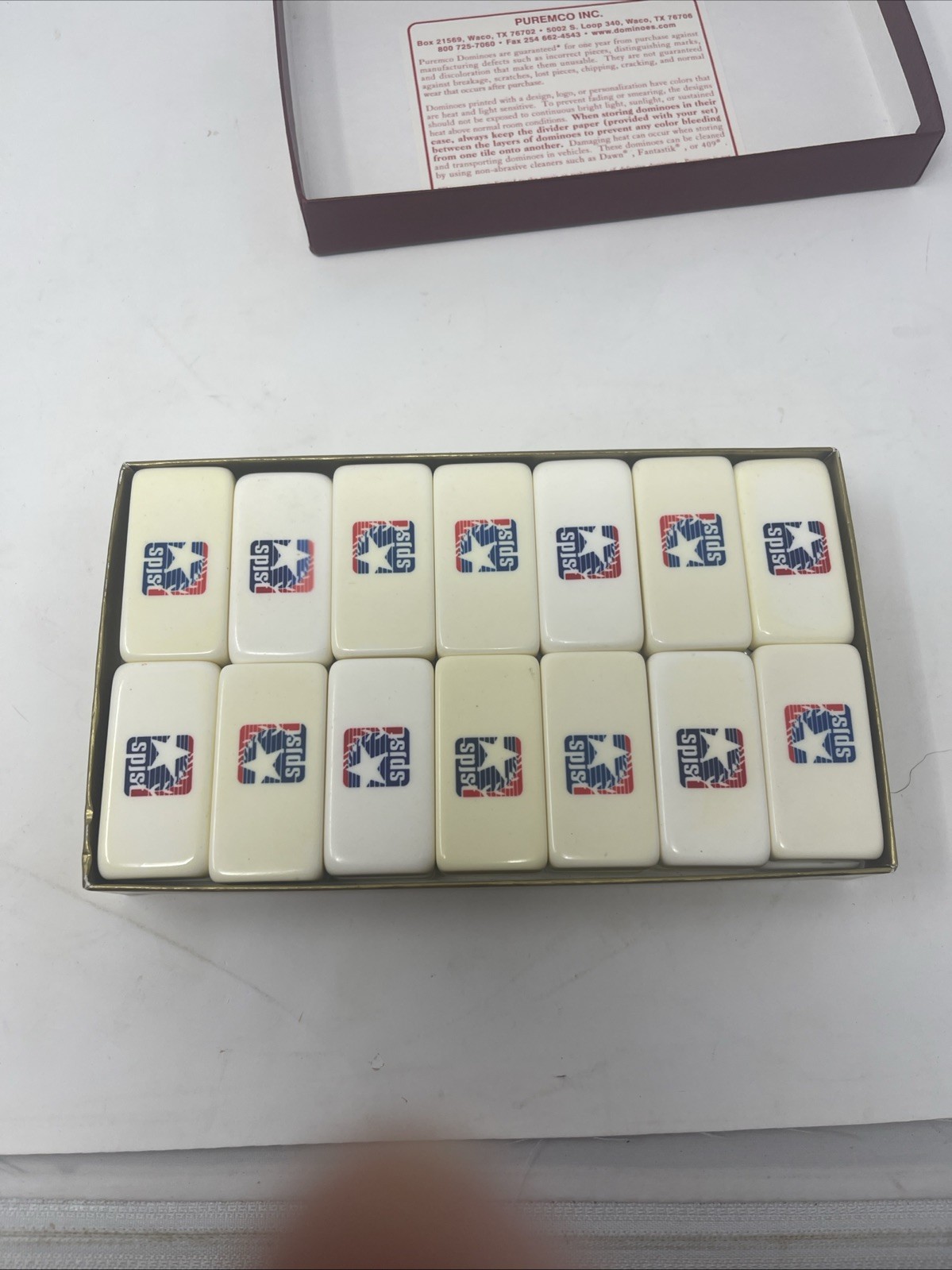 Vintage Puremco Extra Thick Dominoes Spjst Complete w/Box USA