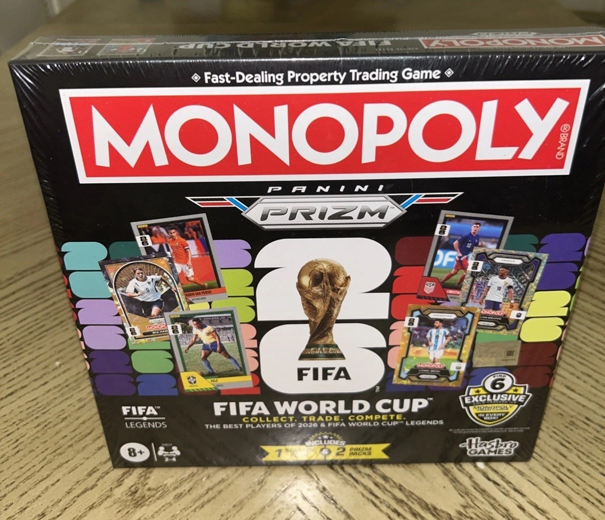 Monopoly Panini Prizm FIFA World Cup Board Game Includes 1 Starter & 2 Prizm Pk