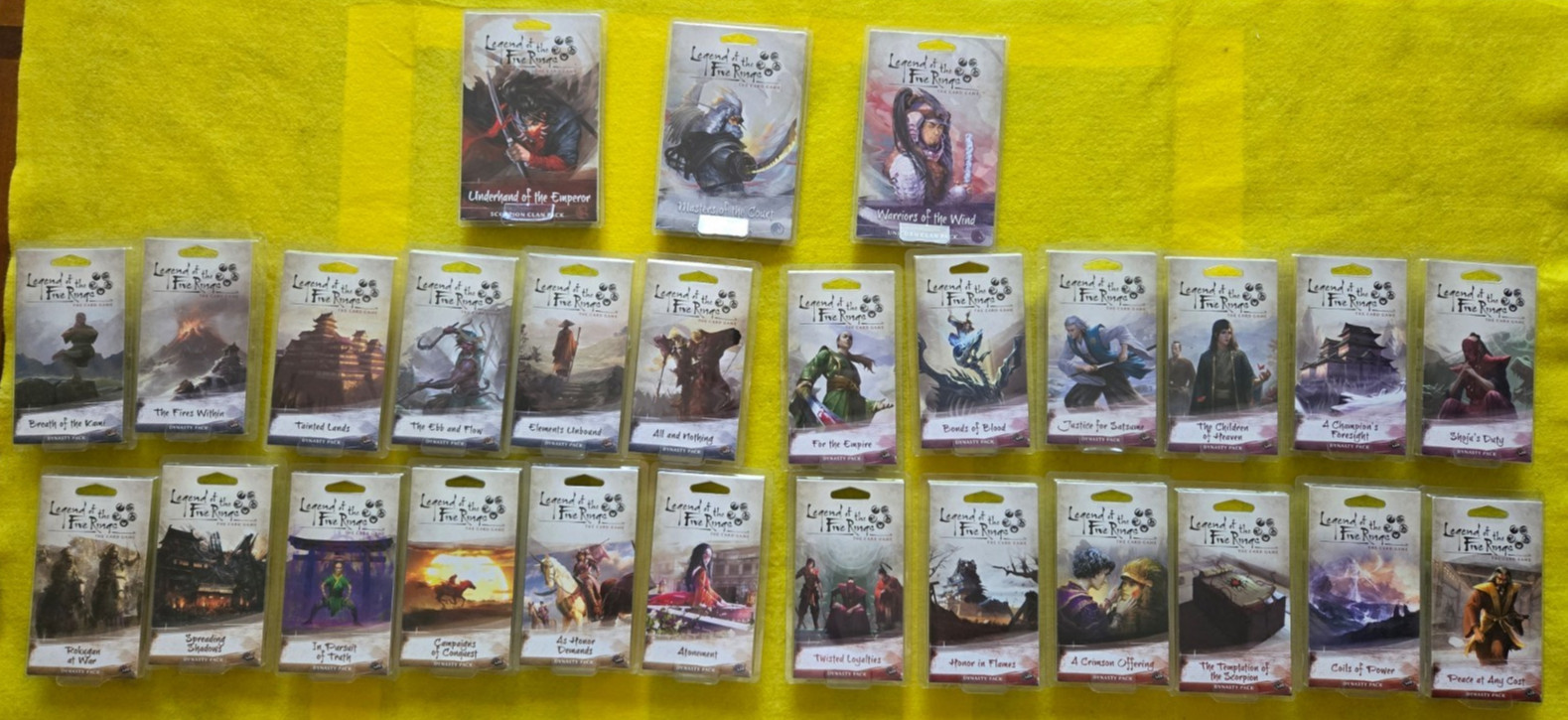Legend Of The Five Rings LCG: 4 full cycles, 3 clan packs, 3 books. NEW & SEALED
