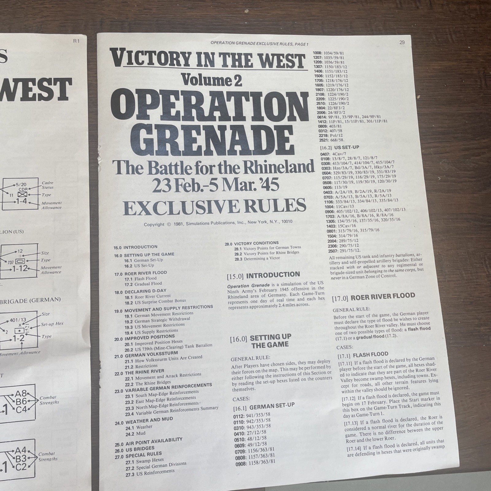 SPI War Game 1979 VICTORY IN THE WEST OPERATION GRENADE vol 1& 2 no box