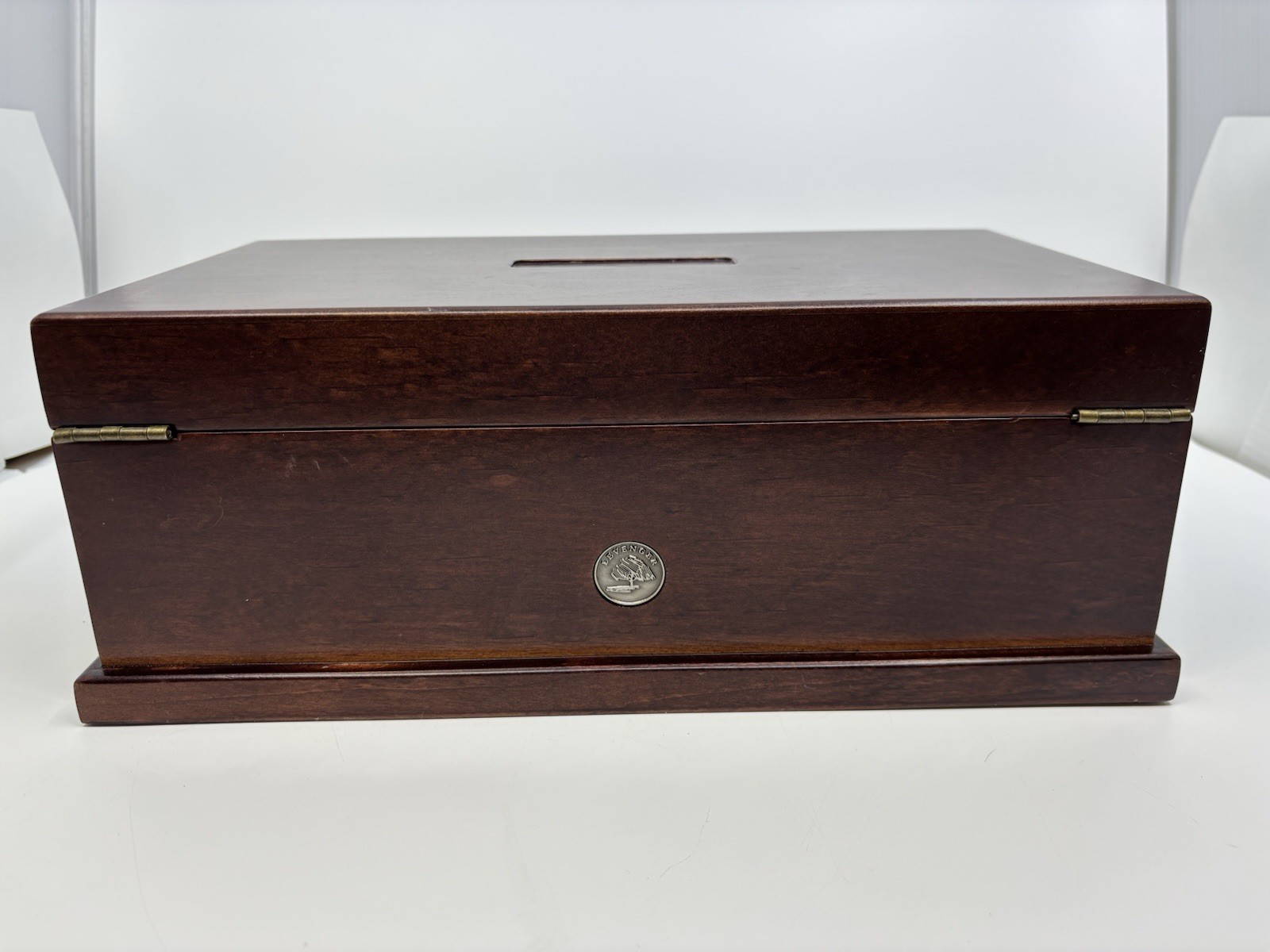 Levenger Wood Game Treasure Chest Chess Checkers Dominoes Cribbage Poker Dice