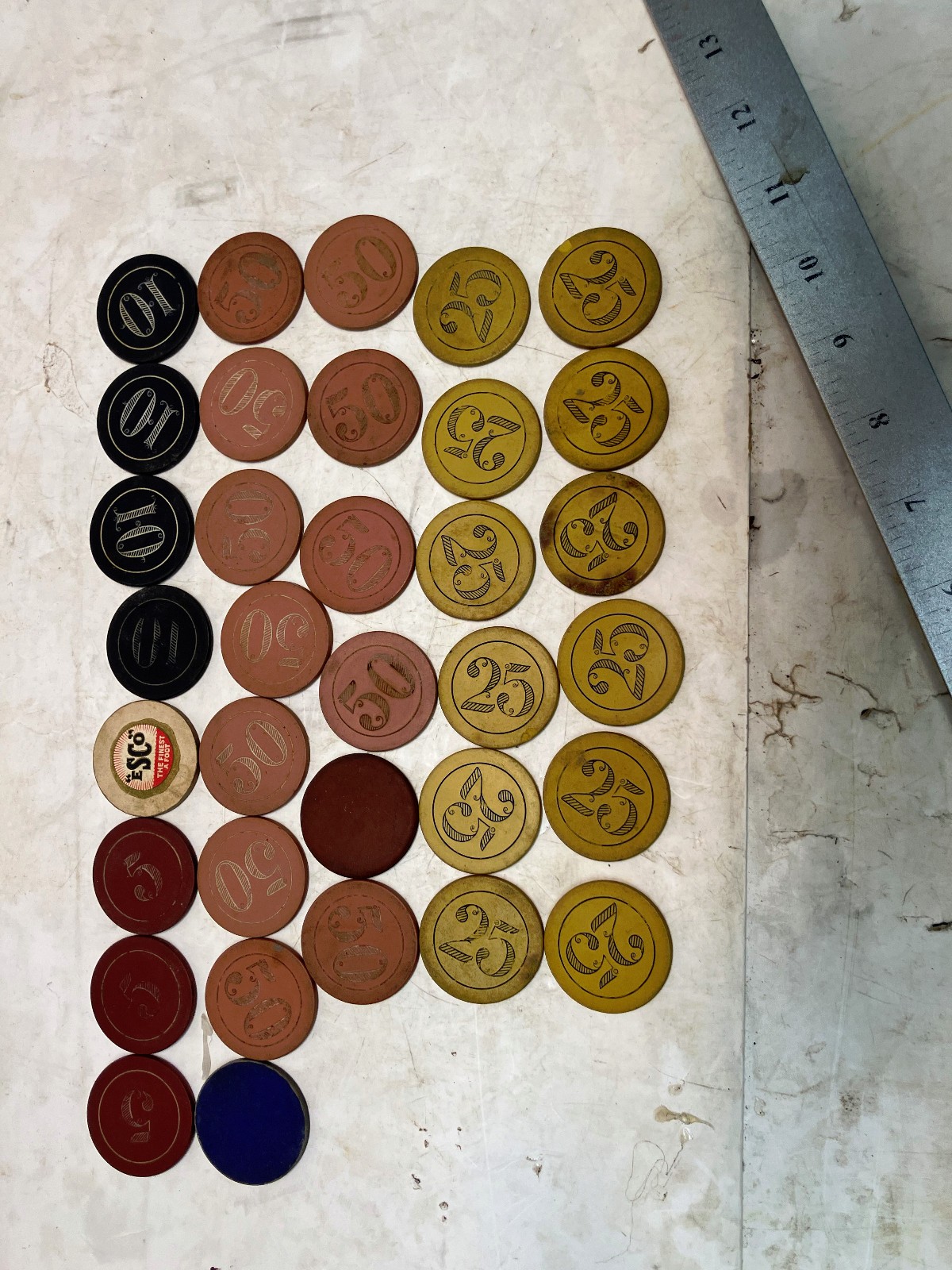 vintage poker chips, 38f free shipping