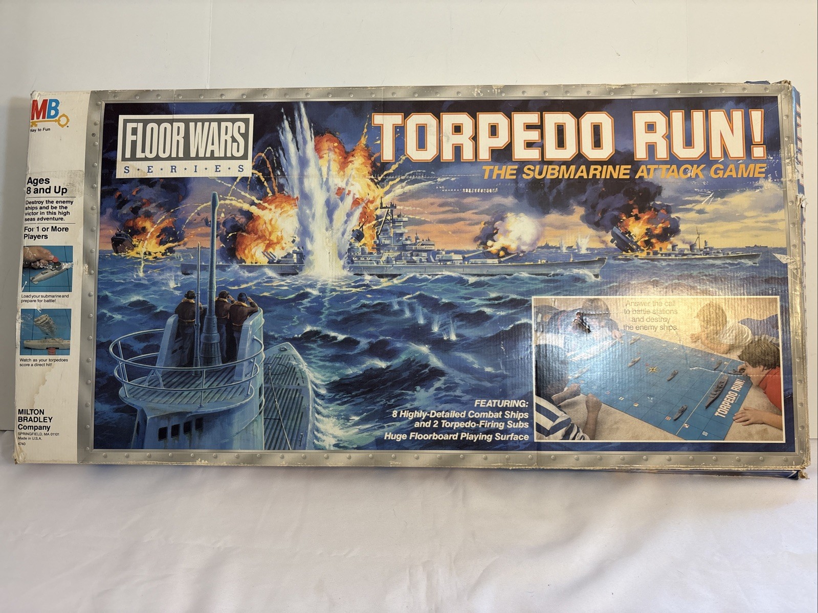 Torpedo Run Game Floor Wars COMPLETE In Original Box READ MIlton Bradley 1986 VG