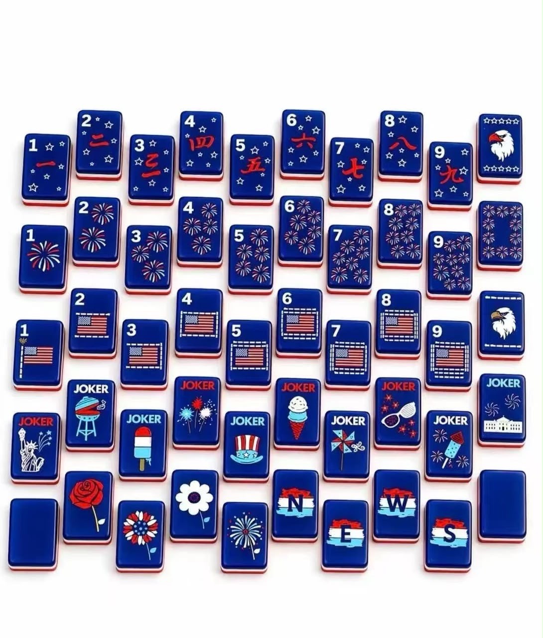 The Patriotic Line Inspired Red, White and Blue American Mahjong Tiles