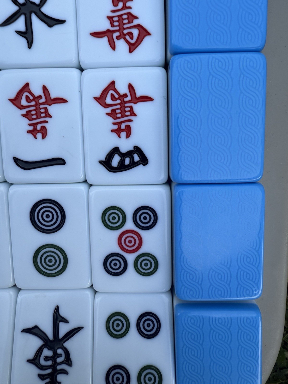 Mah Jong Tile Set Blue Plastic Tiles Game Strategy Tile Game 12+ Years 144 pcs