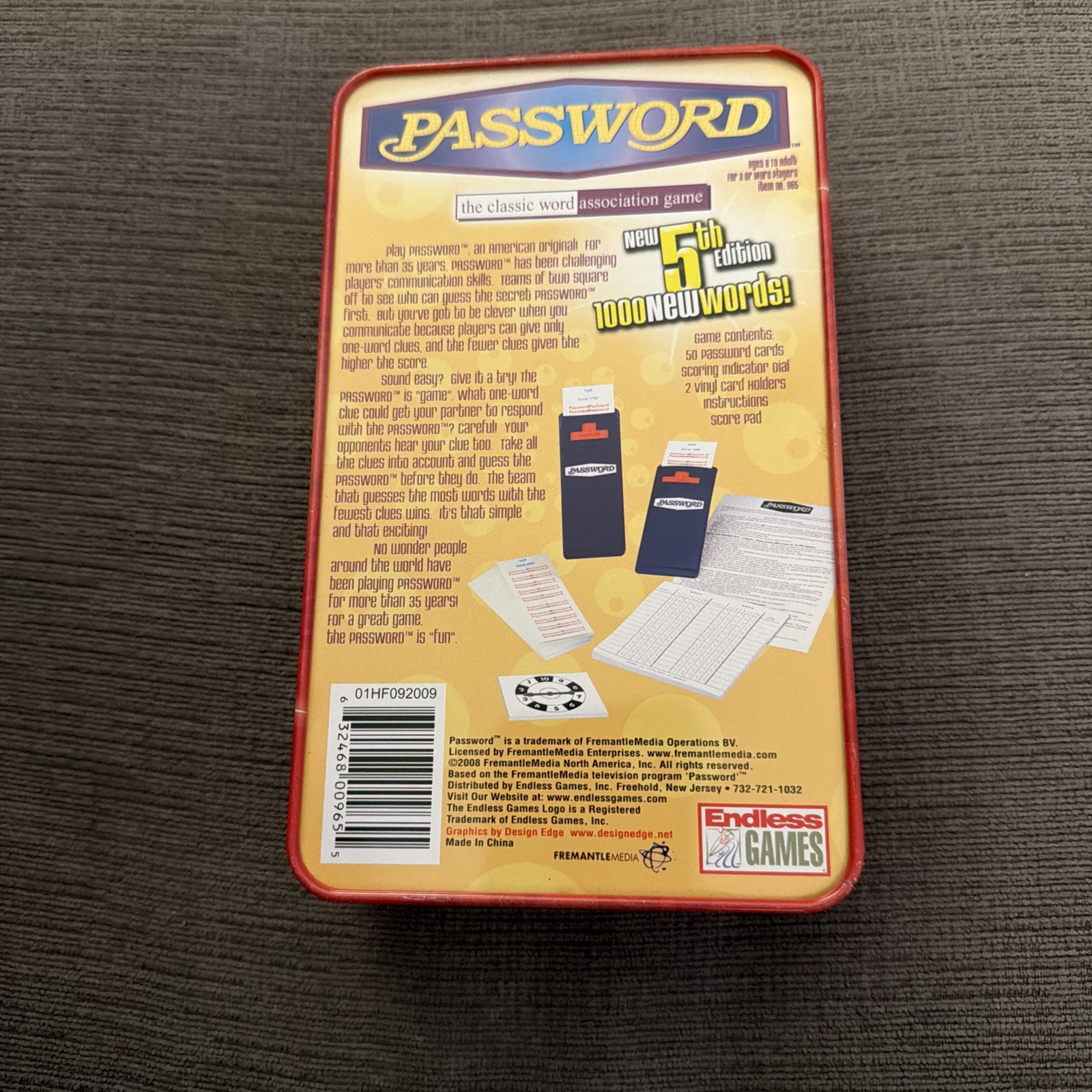 Endless Games 2008 5th Edition PASSWORD Association Game in Tin Box 3+ Player 8+
