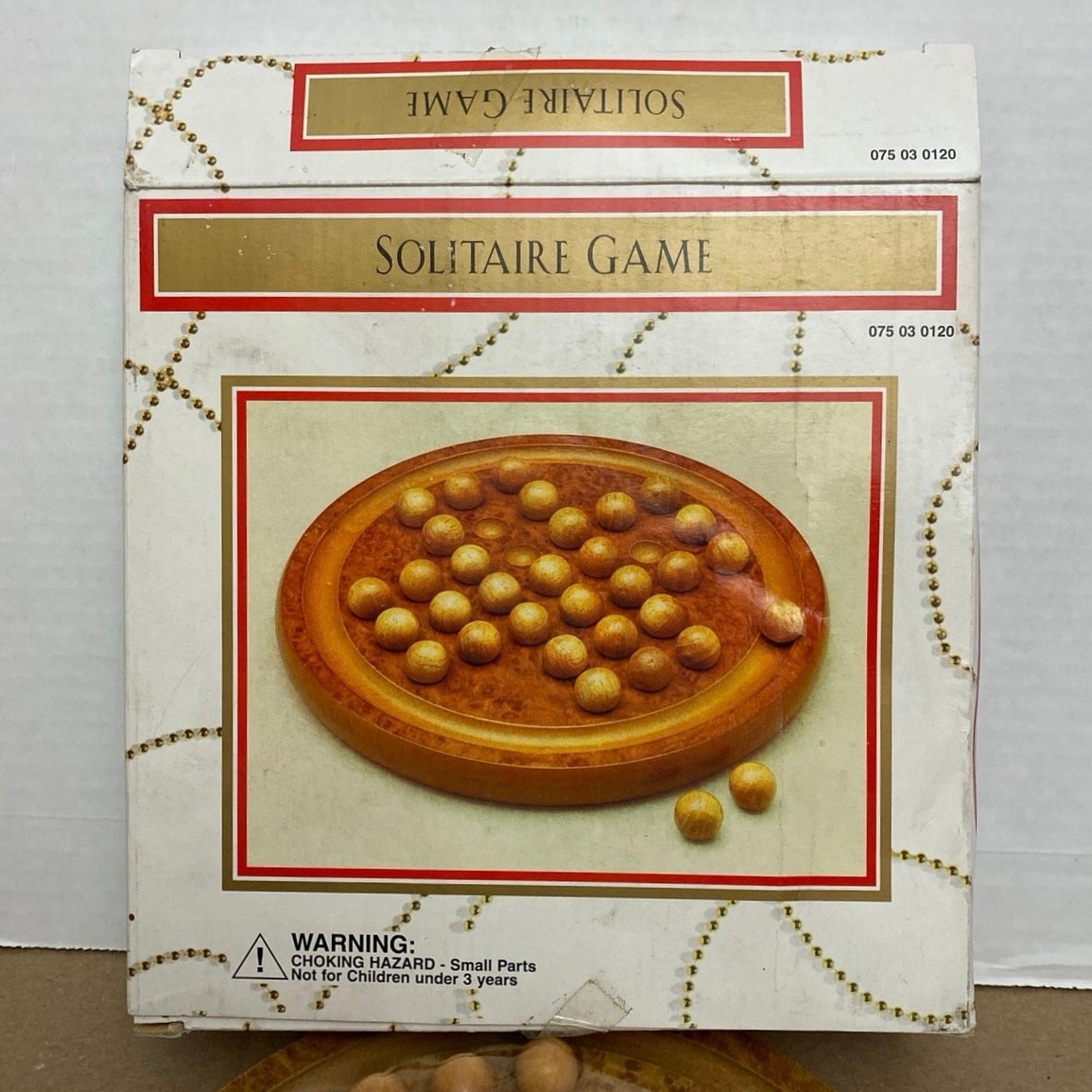 NEW Burl Wood Desktop Solitair Vintage Wood Playing Pieces Round Board 1 Player