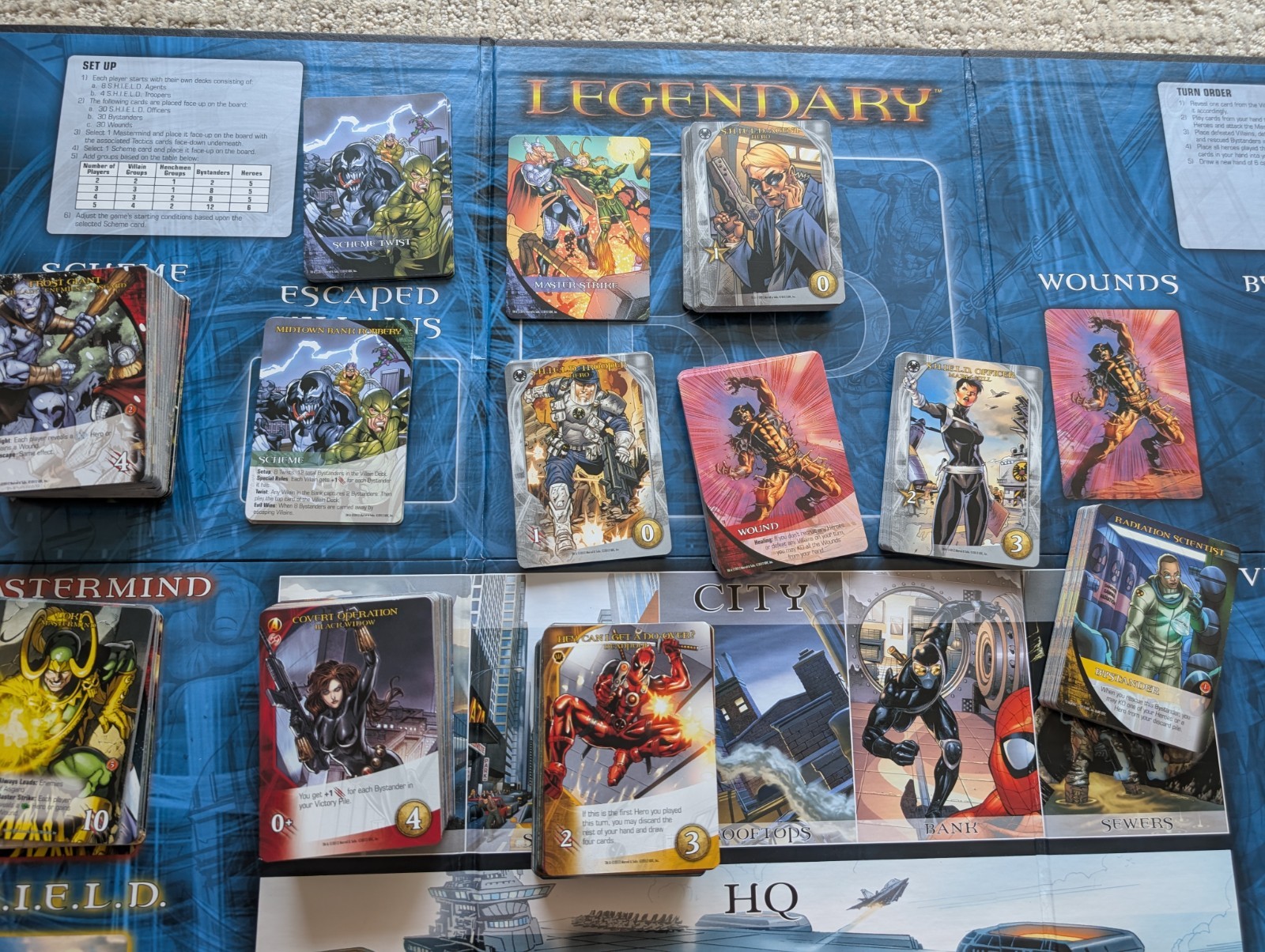 Legendary: Marvel Deck Building Game – Core game, Dark City Expansion, and GOTG