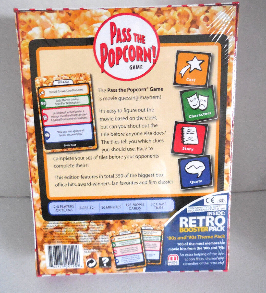 Pass The Popcorn Game Movie Trivia Family Party Game ~ Bonus Actor Trivia Cards