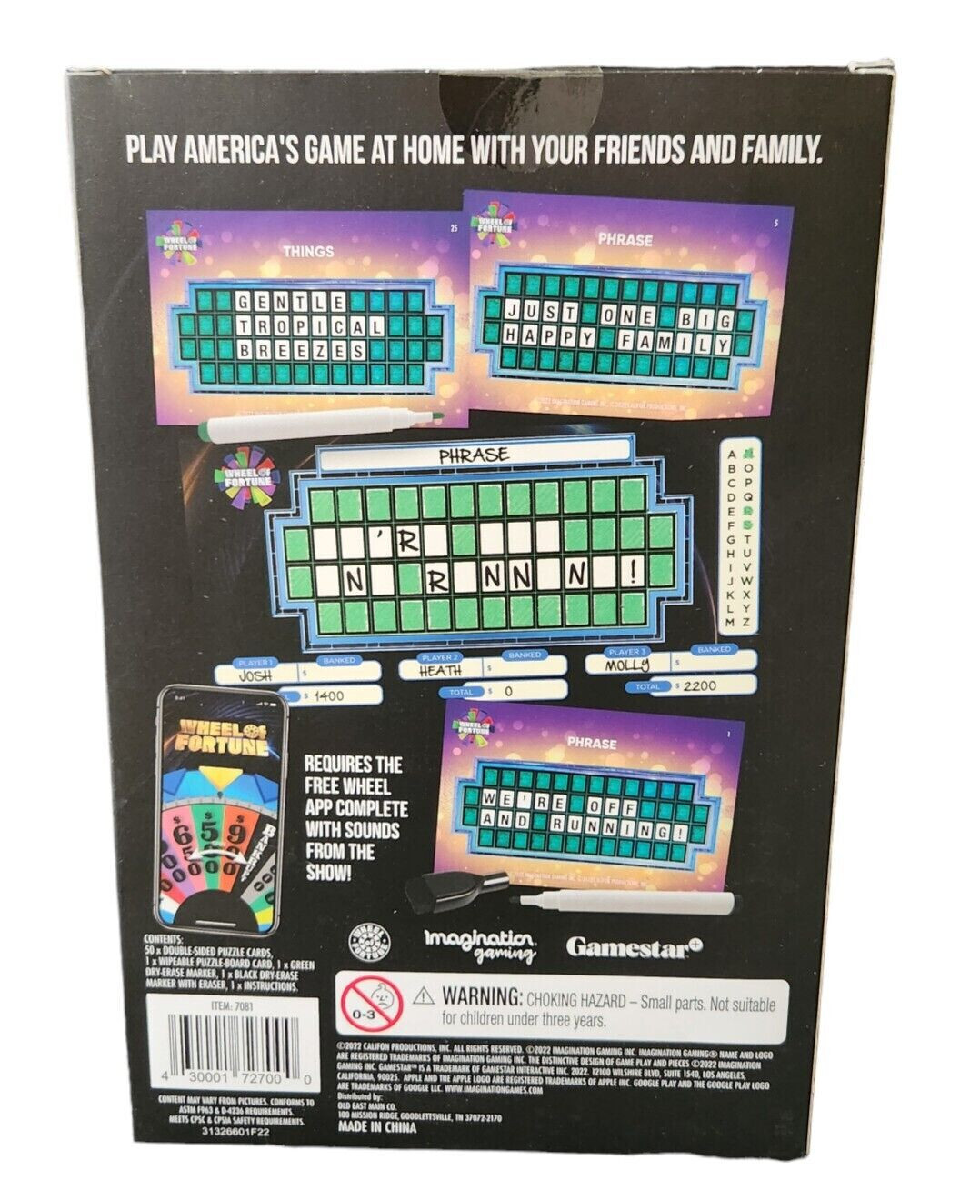 Imagination Gaming Wheel of Fortune App Play Card Game 3-4 Players Ages 8+ NEW