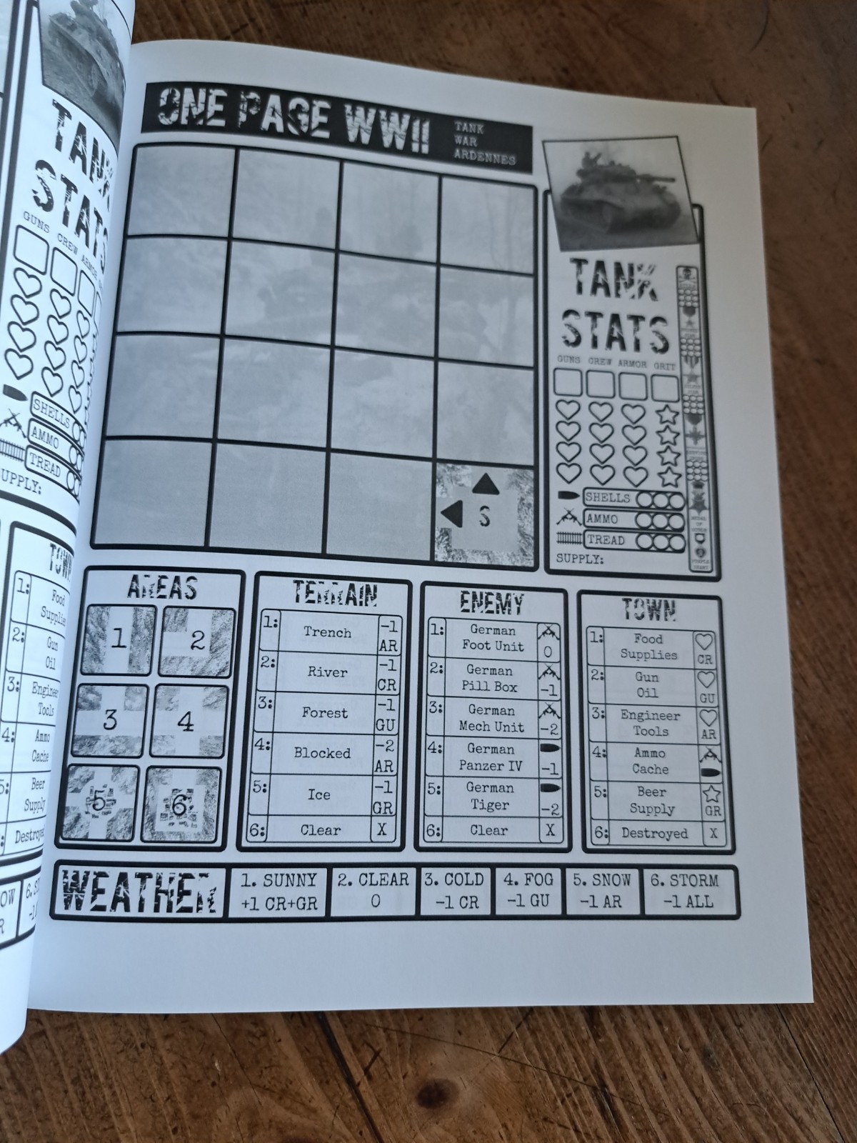 New “One Page WW2 Tank War Ardennes War Game By Noah Patterson NEW