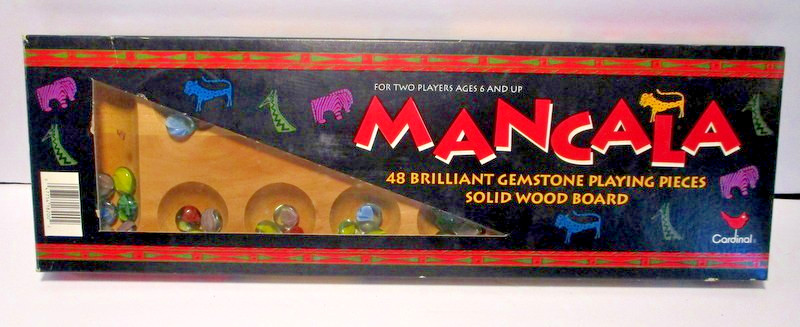 Vintage Mancala Solid Wood Board Game 48 Gems 1995