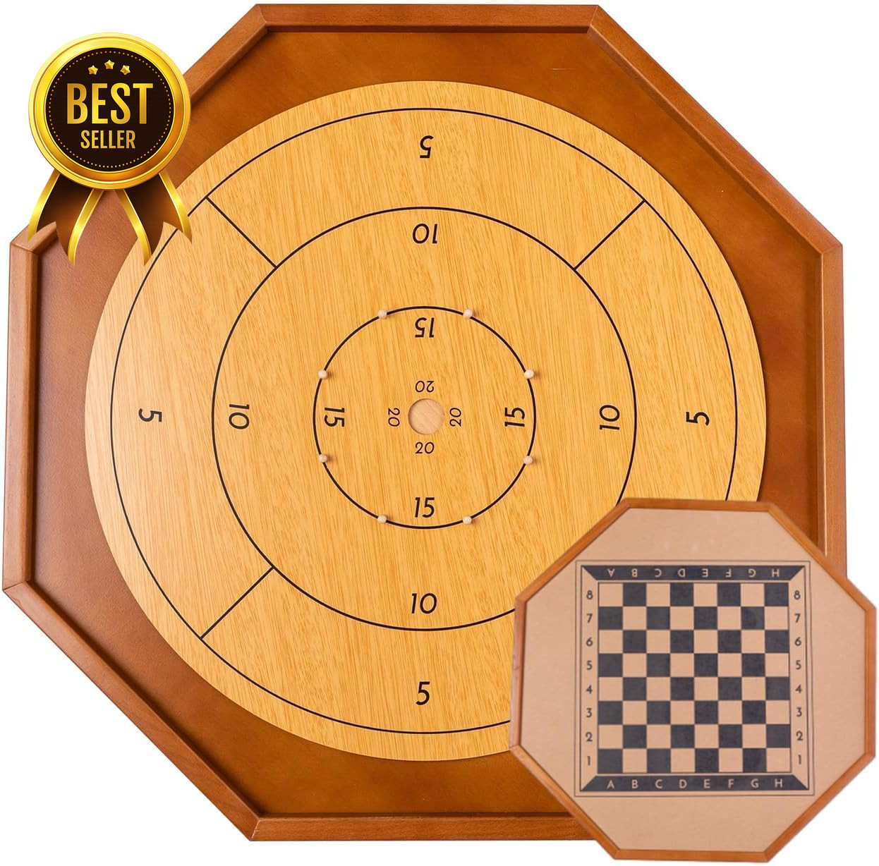 30 Inch Crokinole Board Game Set with Checkers Discs Bag Family Tabletop Game