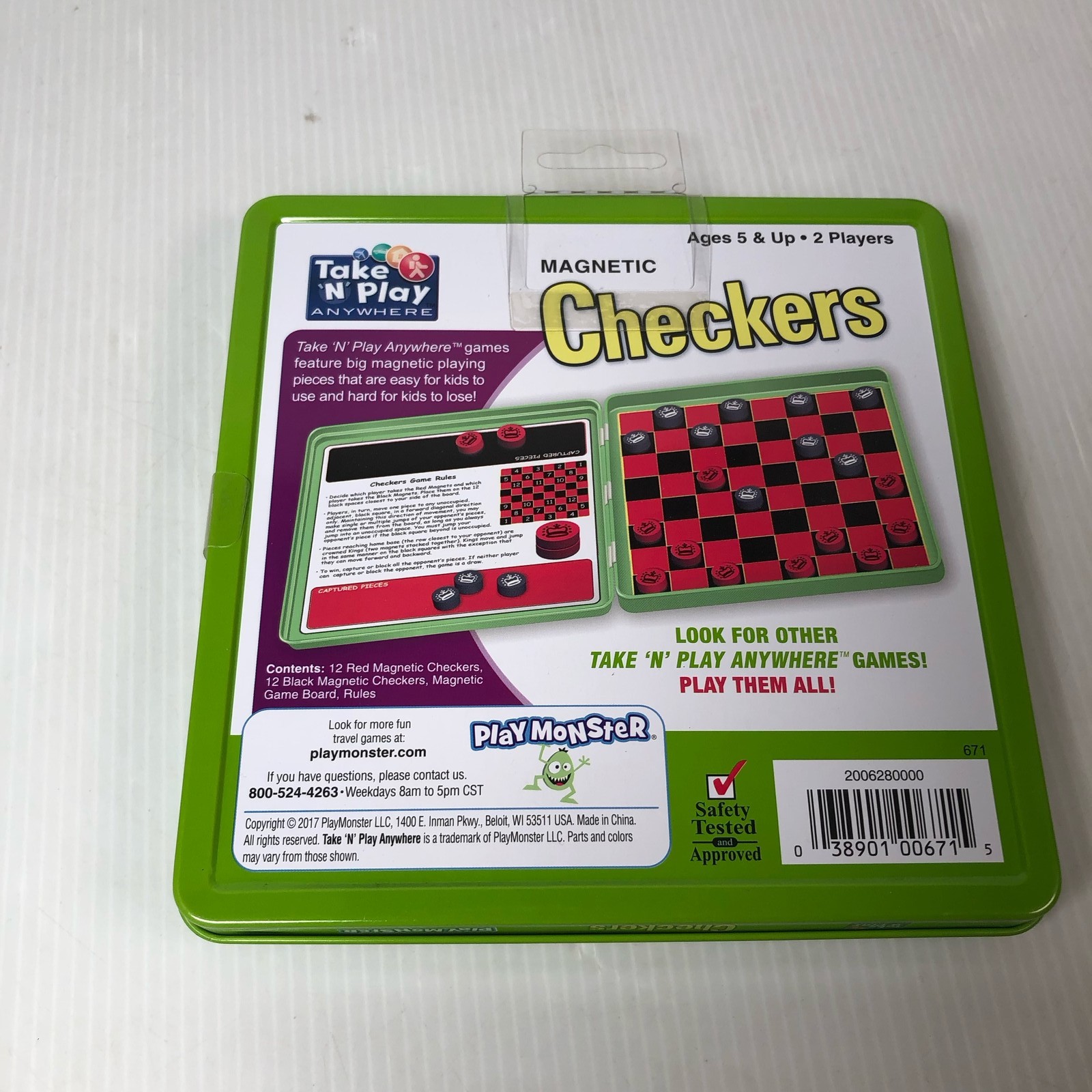 Take ‘N’ Play Anywhere Magnetic Checkers Travel Game by Play Monster Ages 5+