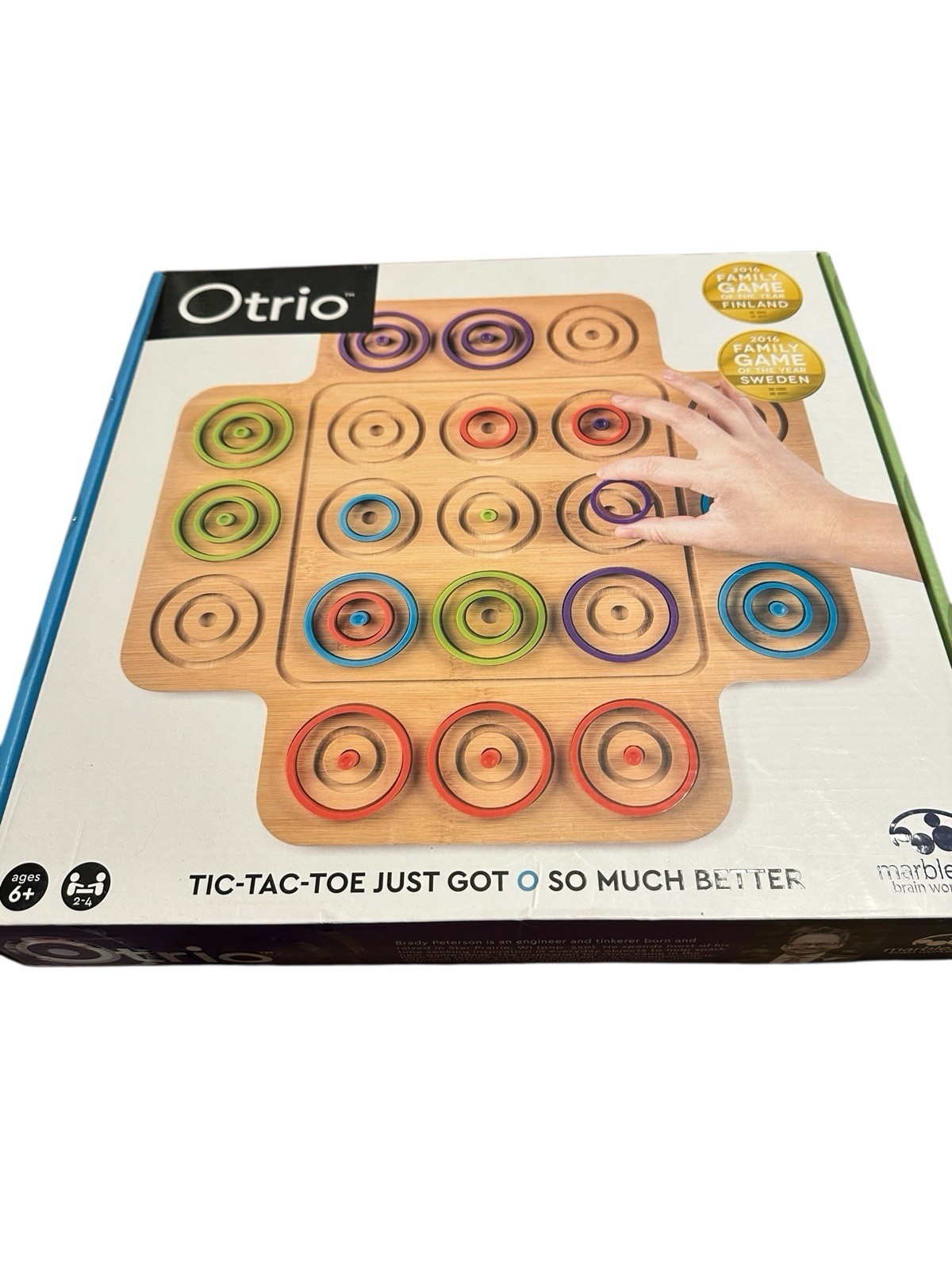 Otrio Deluxe Strategy Game By Marbles Brain Workshop Wooden Board 8+ Years