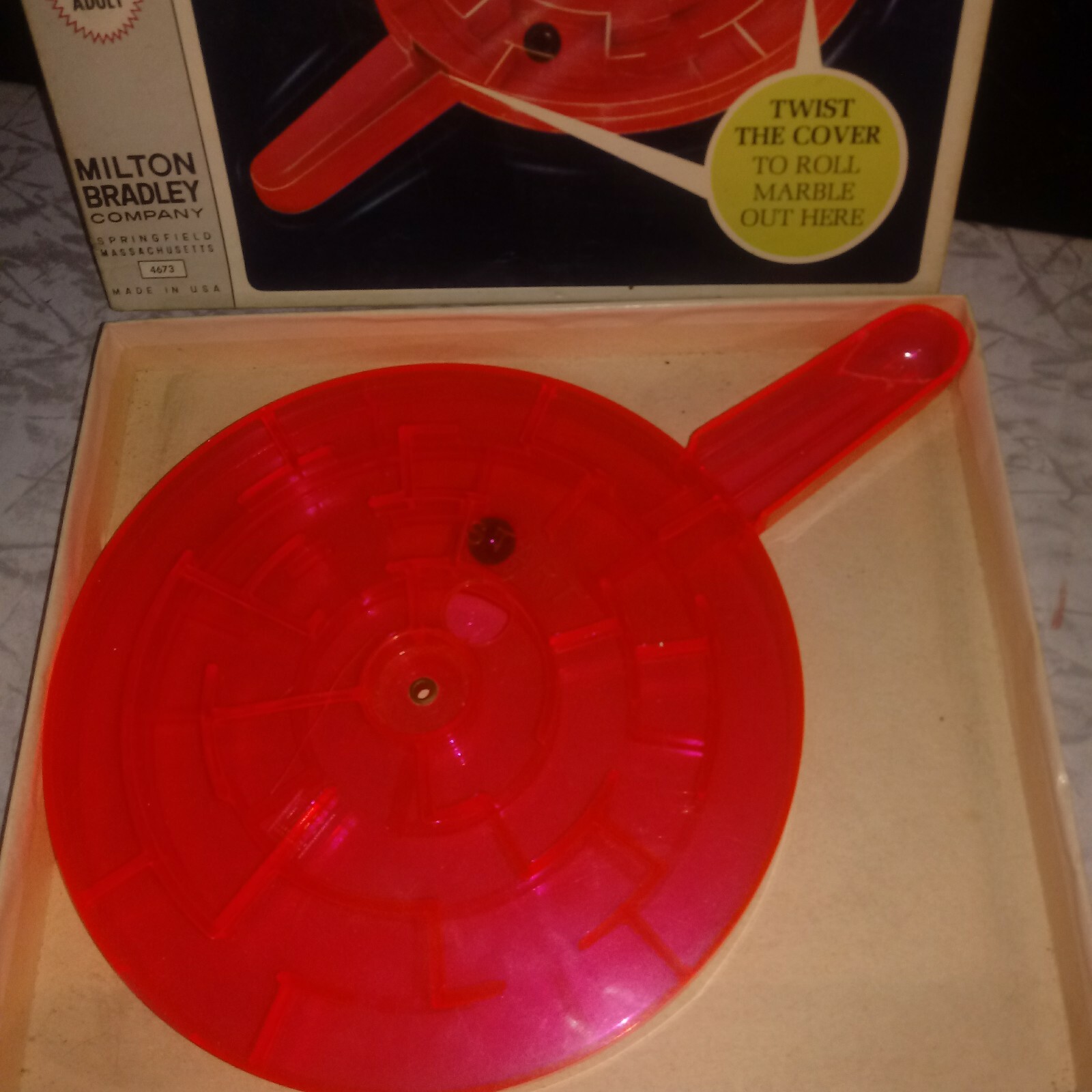 Vintage 1966 Milton Bradley Skill-it Frying Pan Maze Game, Original Box & Marble
