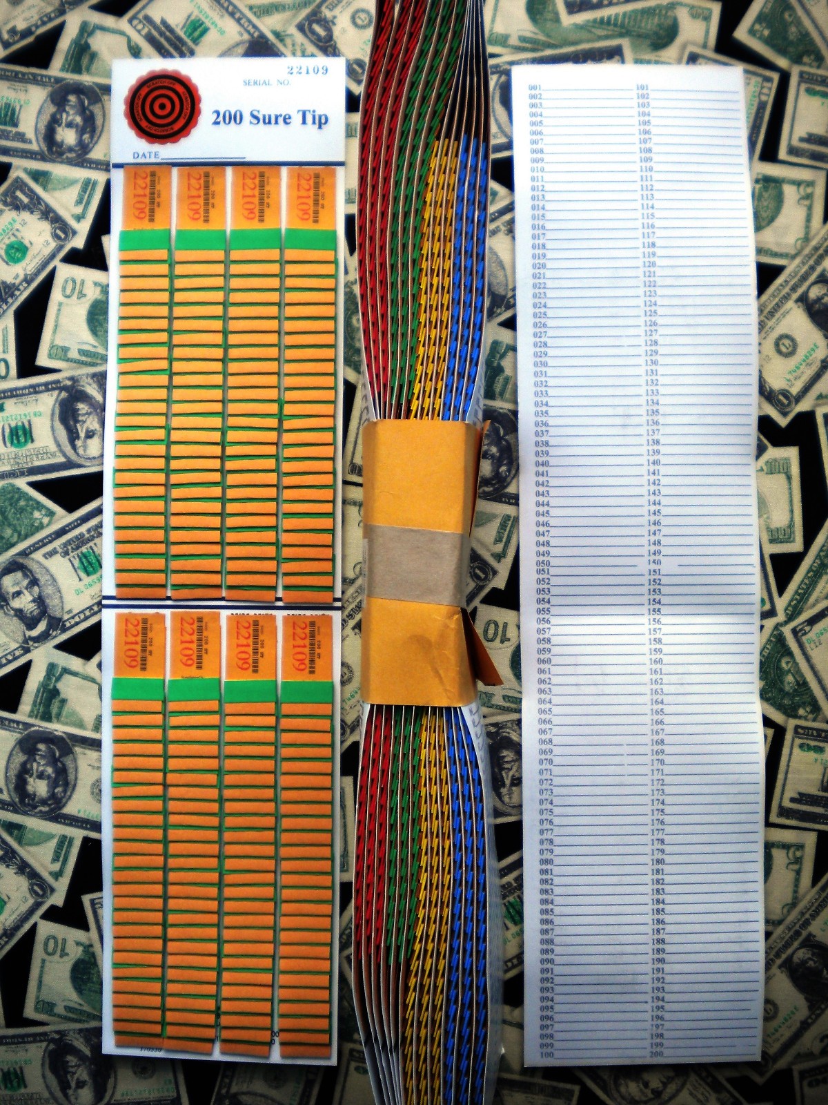 ( 1 Each ) ~ 200 SURE TIP BOARD {01~200} Fund-Raising Raffle Pull Tab Jar Ticket