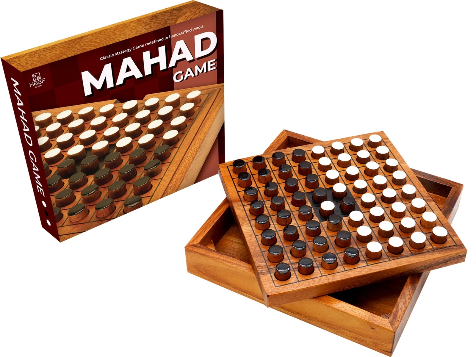 BSIRI Wooden Reversi Othello Board Game 10 inches x 10 inches, Natural Color