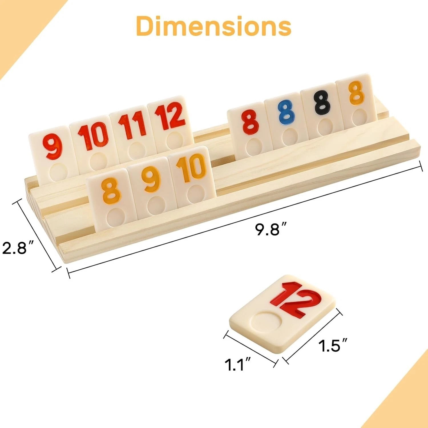 Rummy Cube 8 Player Set – 214 Large Tiles, 8 Wooden Racks, Zipper Case