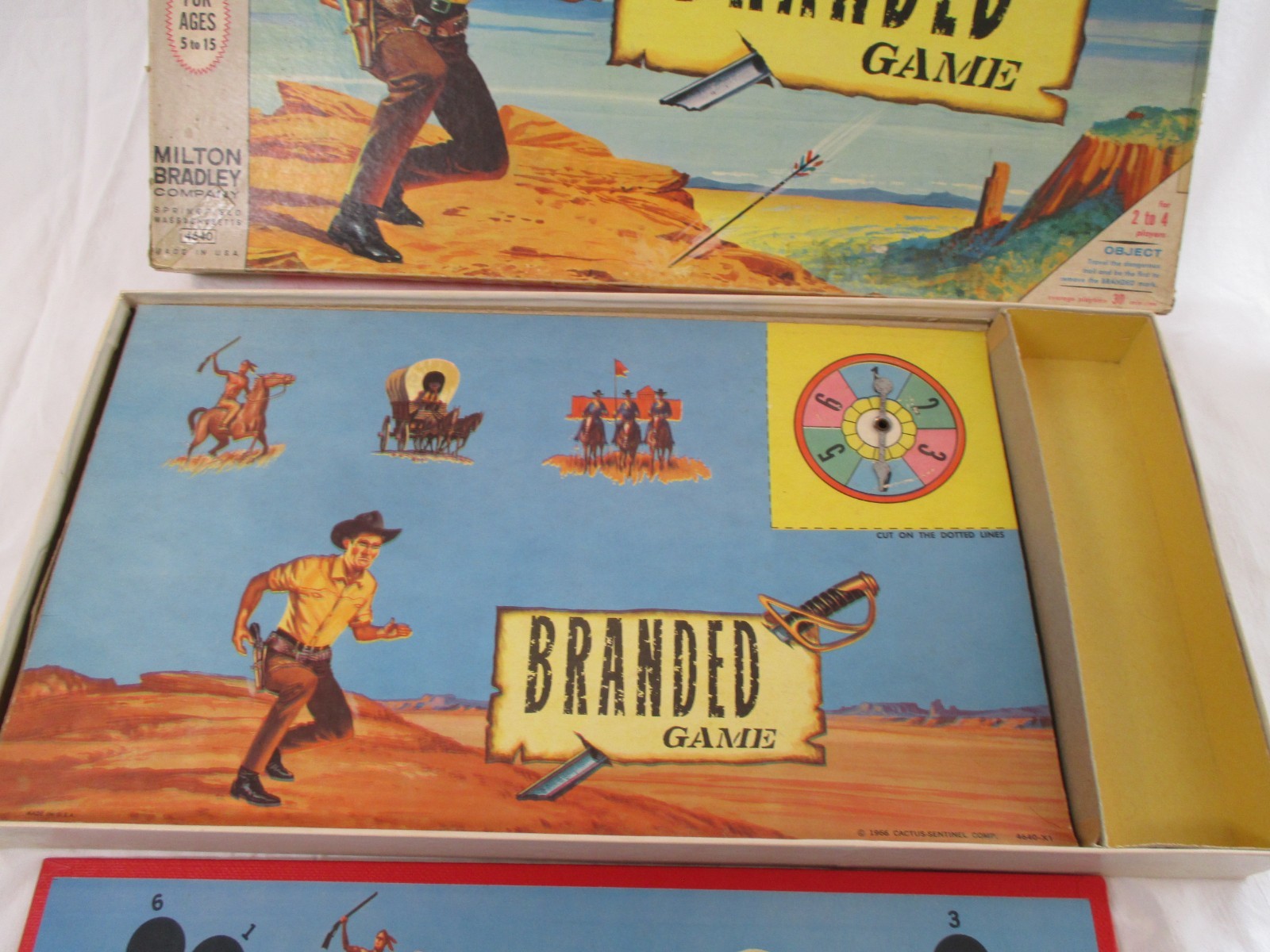 Vtg. BRANDED Milton Bradley Board Game Vintage Western 1966 May be Incomplete.