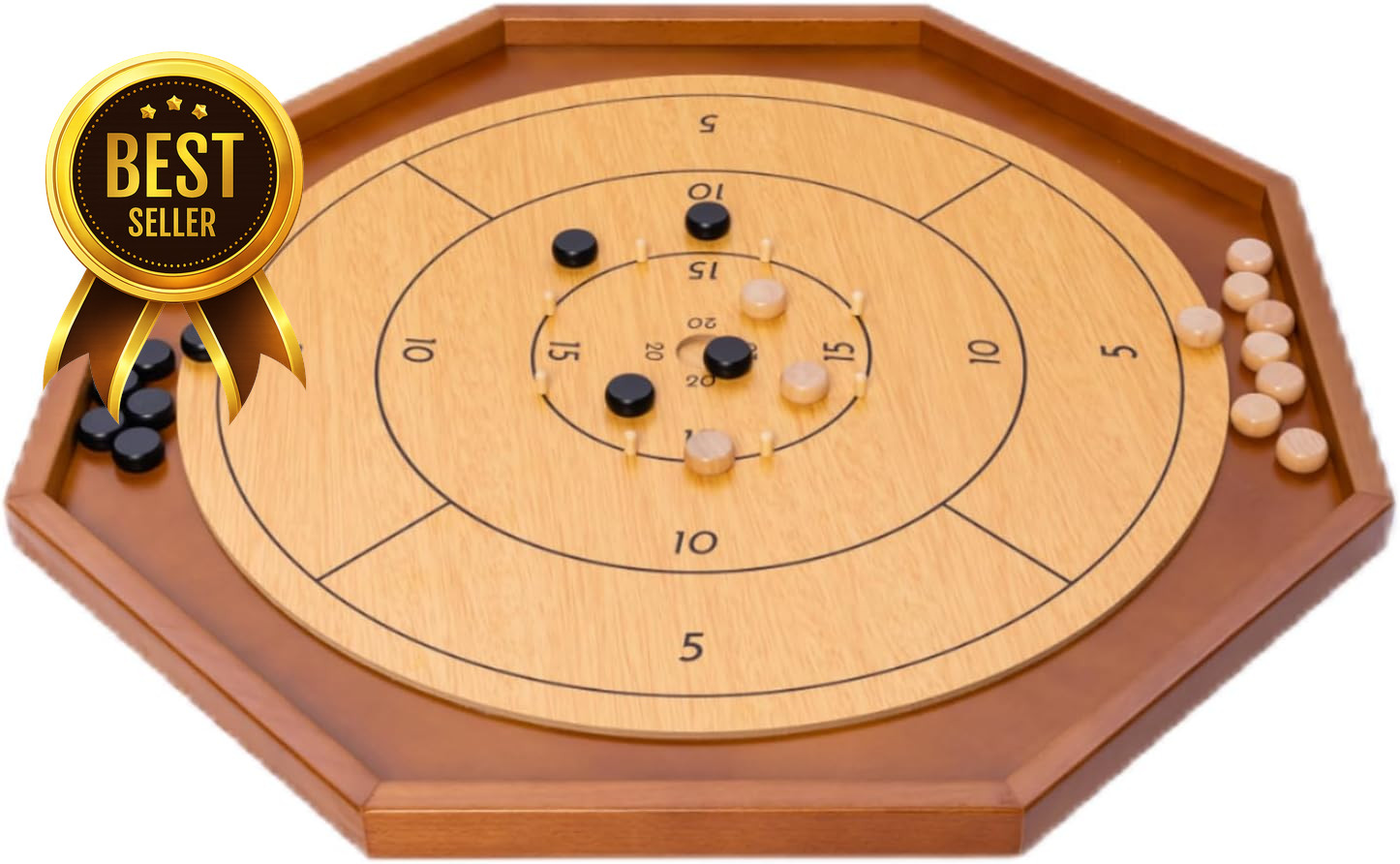 30 Inch Crokinole Board Game Set with Checkers Discs Bag Family Tabletop Game