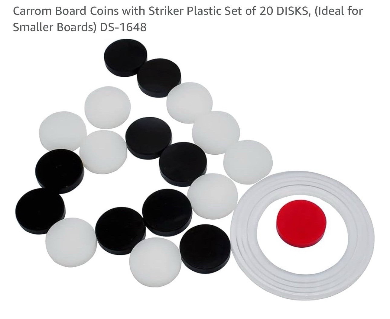 Carrom board coins with striker plastic set of 20 disks