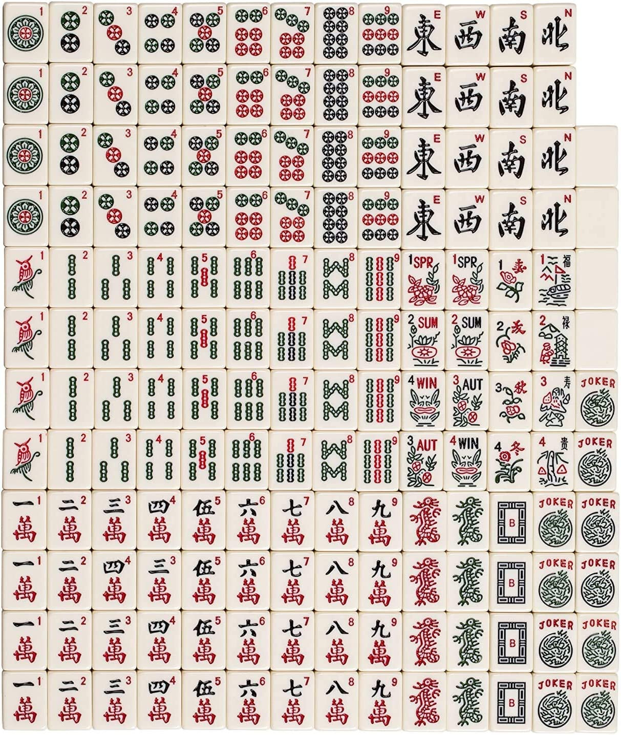 Western Style ,American Mahjong Tiles Only – The Classic (B Type), Set of 166 Pc