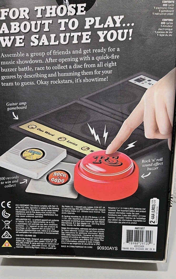 Rolling Stone The Rock and Roll Party Game with 6 Decades Of Music 4 Players NEW