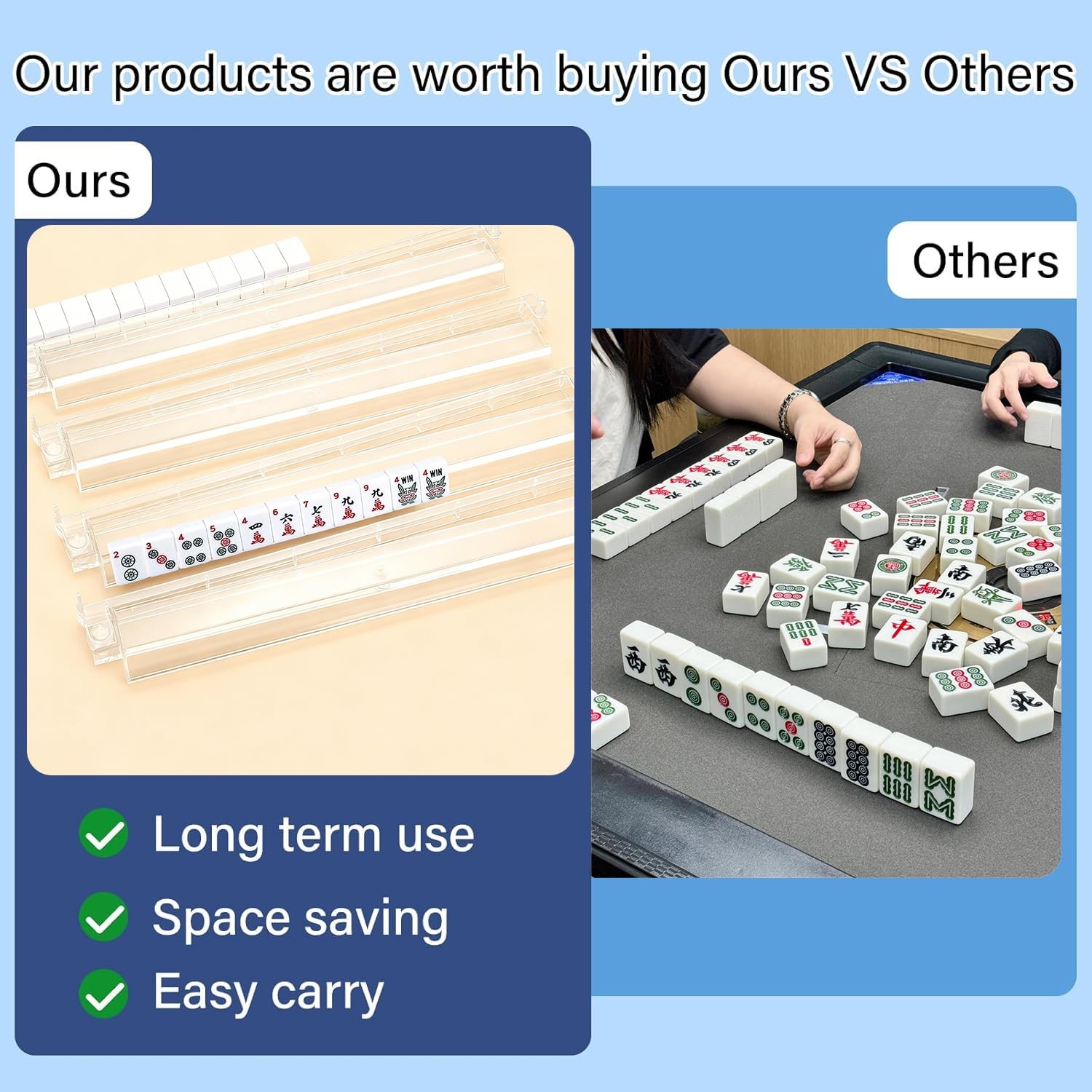 HBLEDOT Mahjong Racks with Pushers, Convenient Rotating OnePiece Mahjong Push…