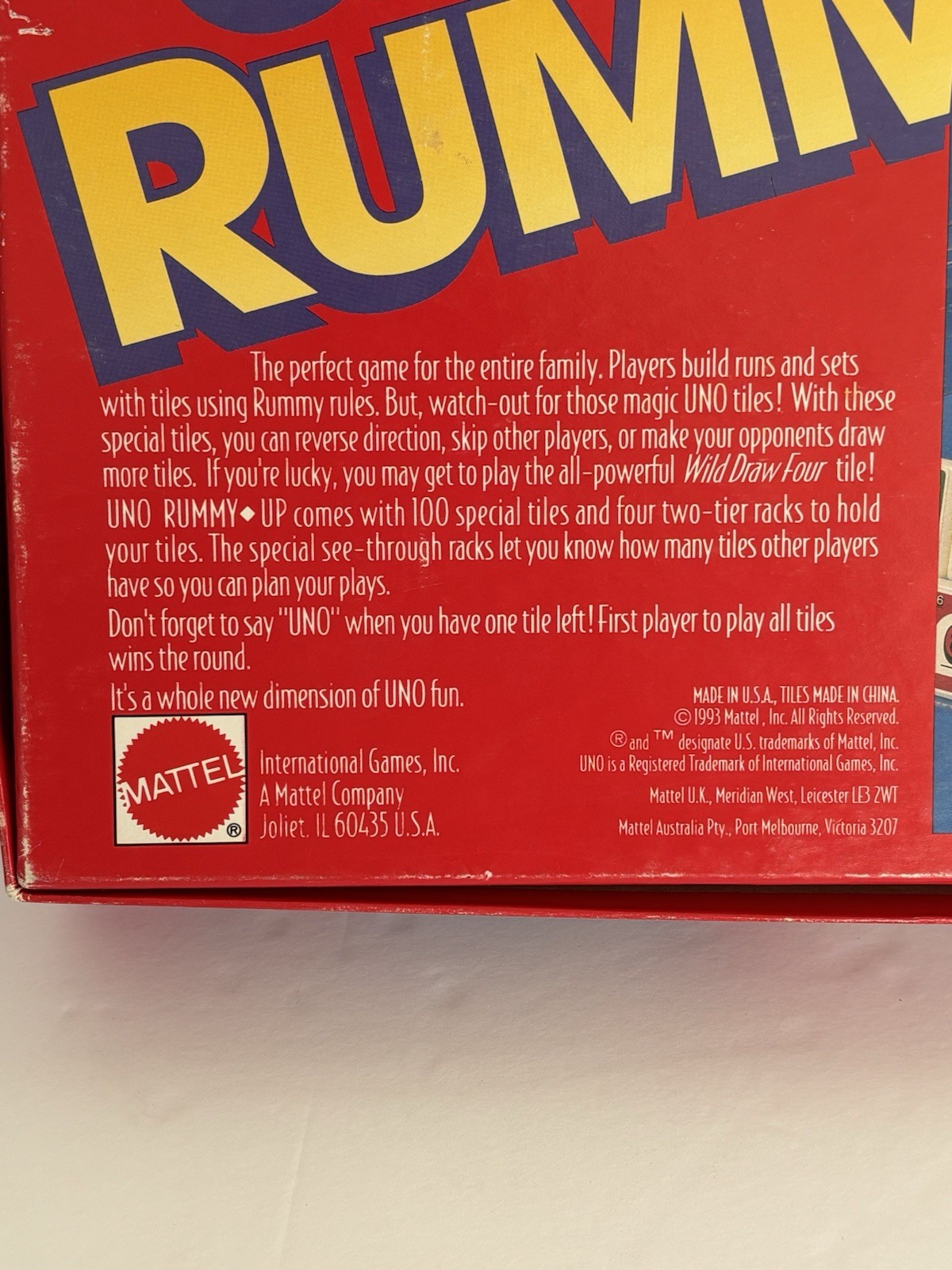 Uno Rummy Up Game Fun Of Rummy Tiles 1993 READ