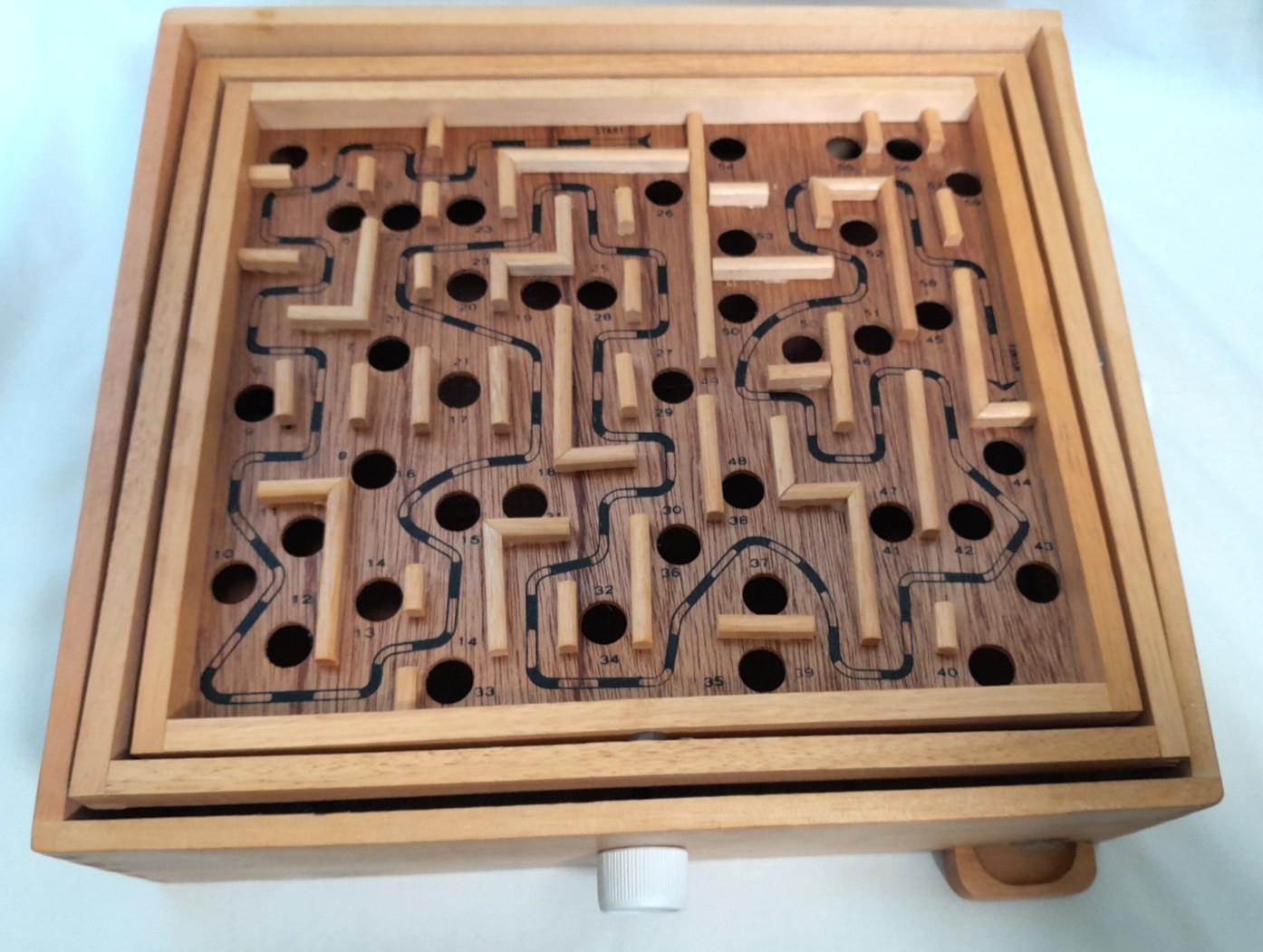 Vintage Labyrinth Skill Game Wooden Maze 1986 Game Design w/1 white marble