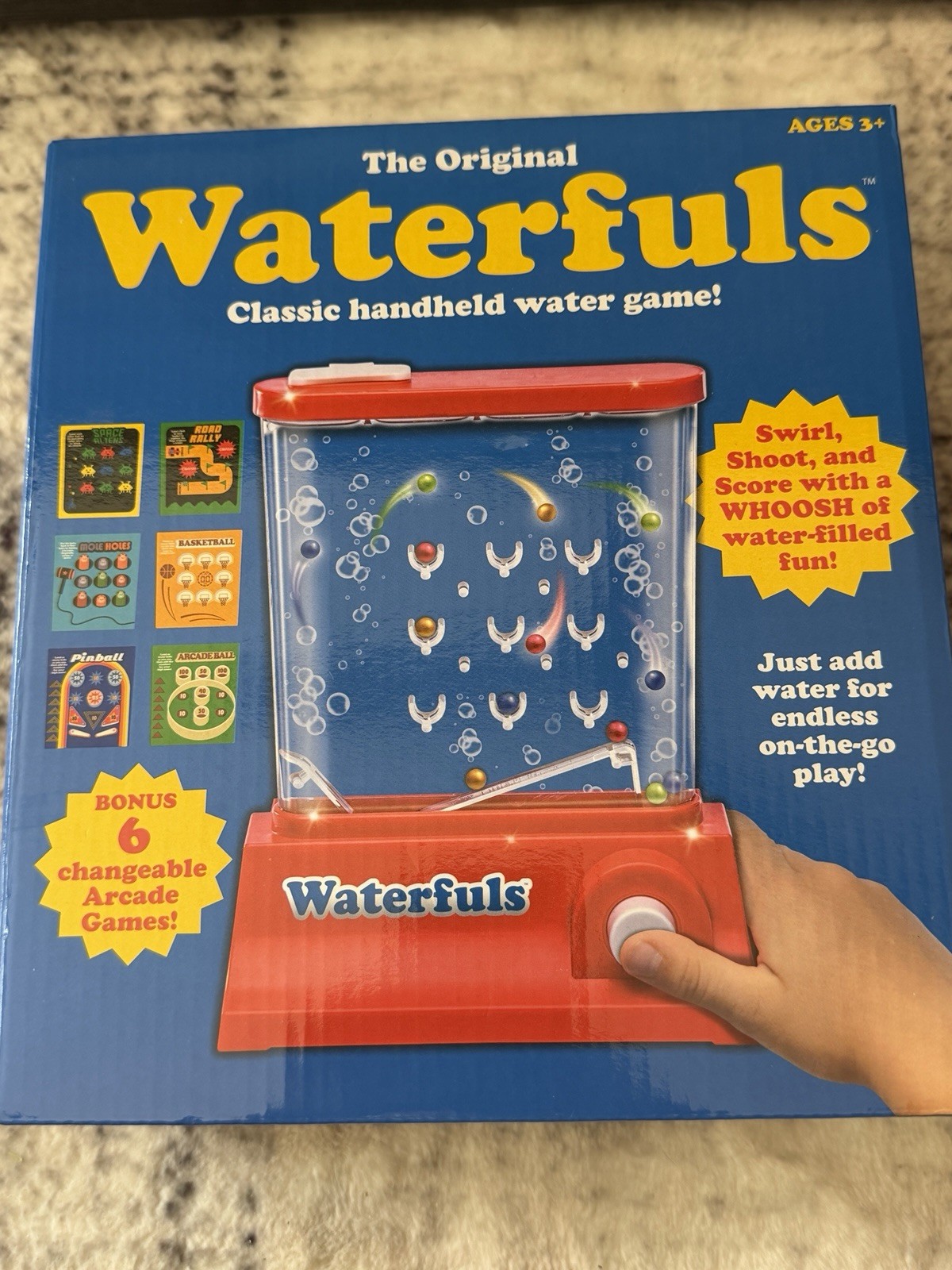 Original Waterfuls Classic Handheld Water Game – 6 Interchangeable Back Panels