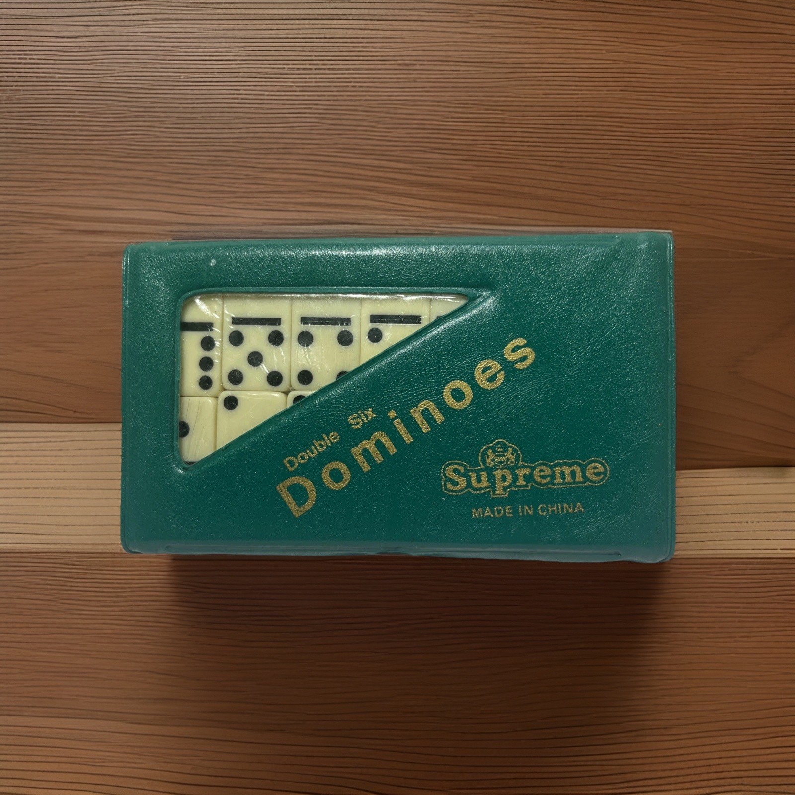 Supreme Miniature Pocket Dominoes Double Six 28 Piece Set Green Case Travel