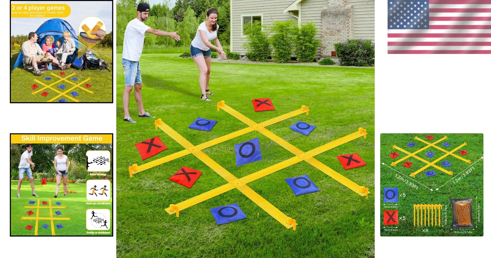 Giant Tic Tac Toe Outdoor Game Set – Family Fun with 10 Double-Sided Bean Bags