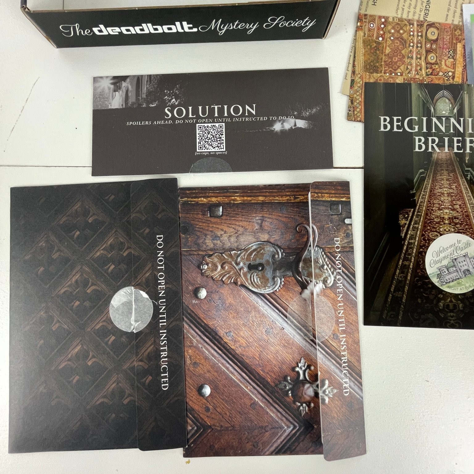 Night at the Castle The Deadbolt Mystery Society Board Game Detective Game