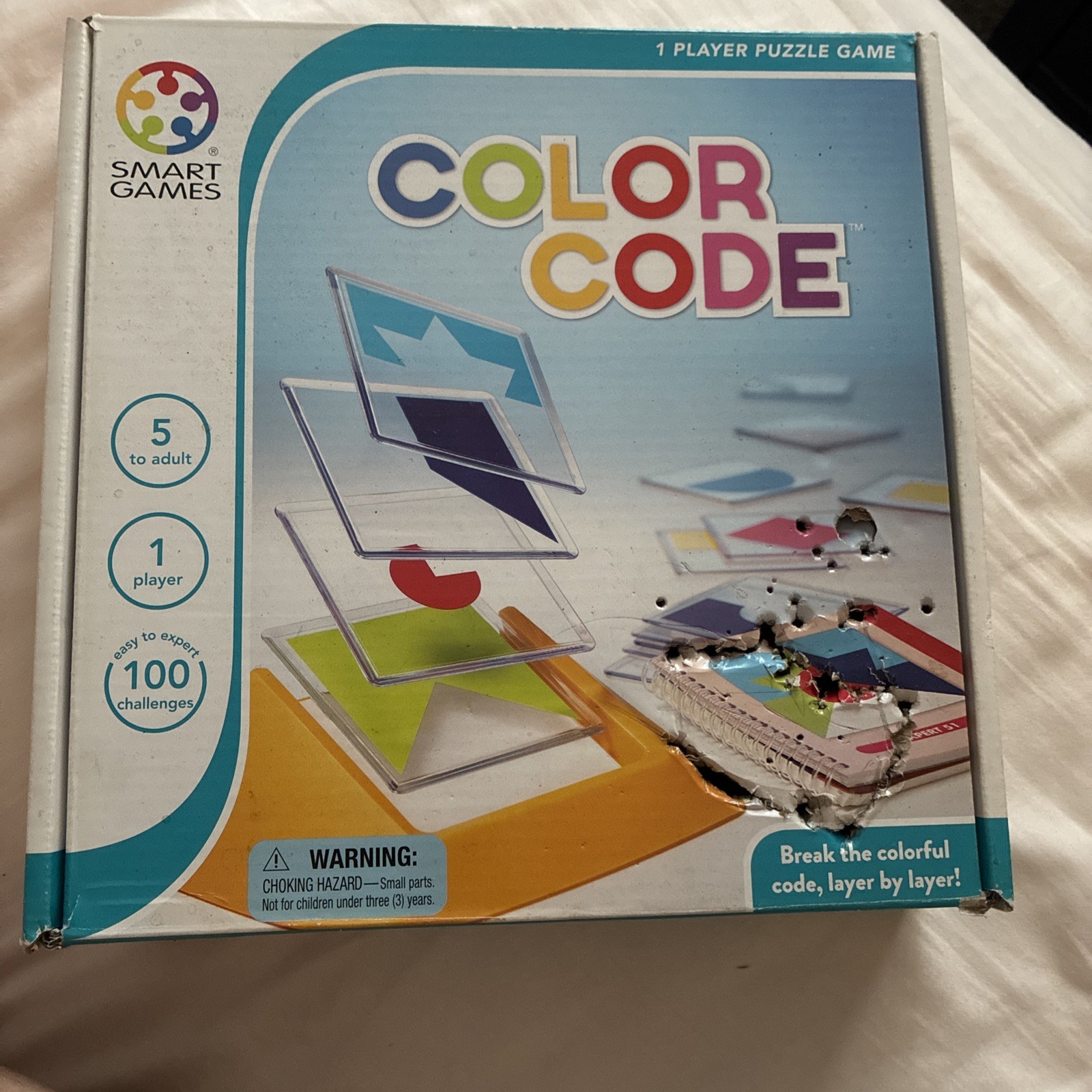 SmartGames Color Code 1 Player Brain Teaser Logic 100 Challenges 5+ BOX RIPPED
