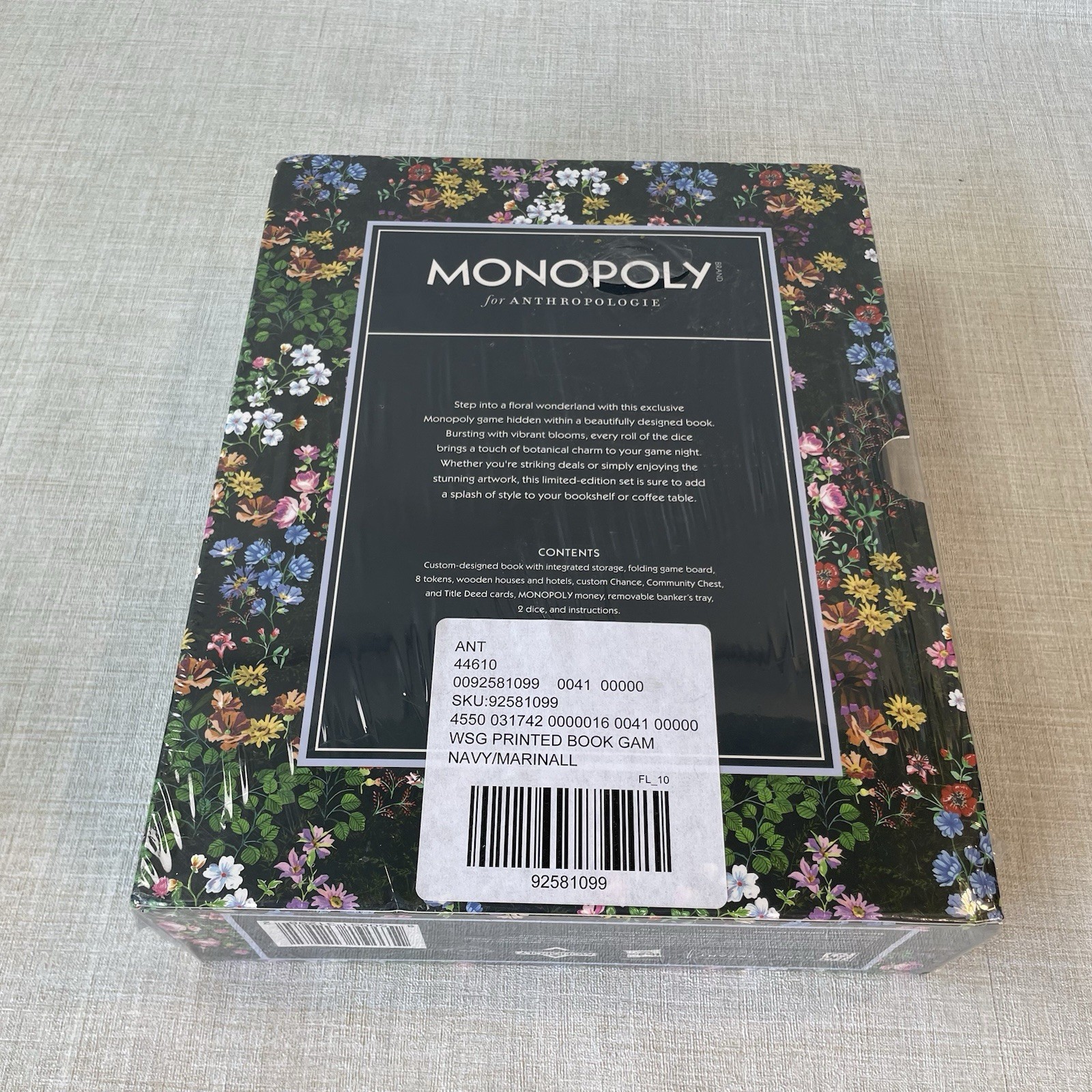 Hasbro Monopoly for Anthropologie 2024 New Book Style w/Cover Floral