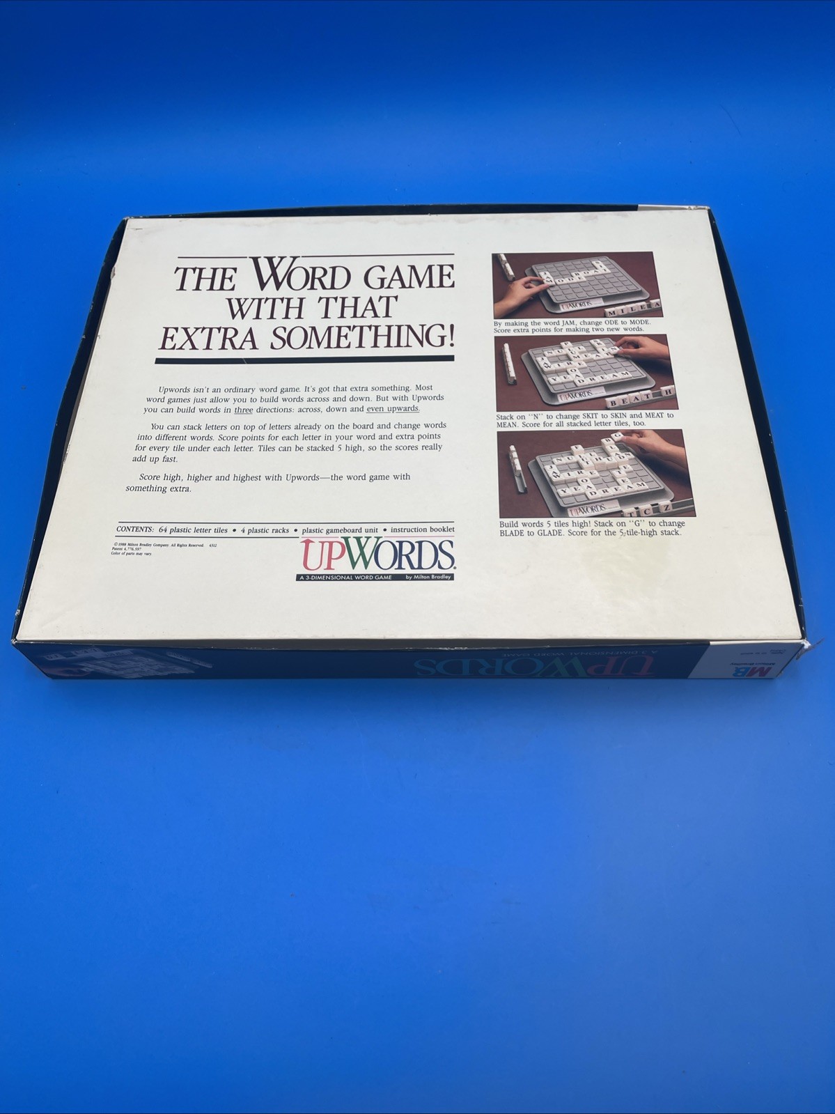 Upwords Board Game Milton Bradley Vintage COLLECTIBLE 1988 Complete 8×8 grid