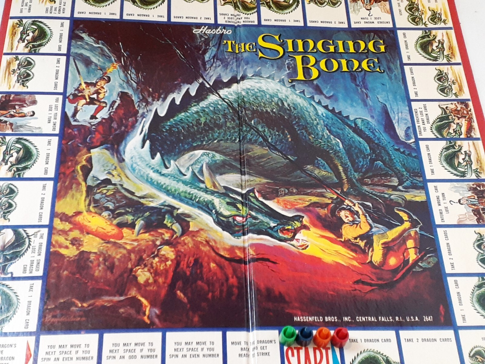 The Singing Bone Dragon Board Game Hassenfeld Hasbro Vintage 1962 Fantasy 125