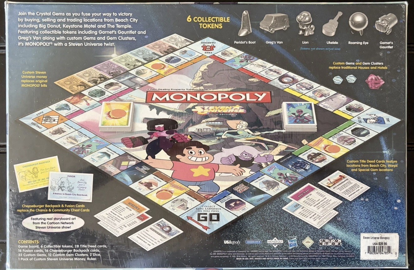 Steven Universe Edition Monopoly Board Game Cartoon Network Missing 2 Tokens