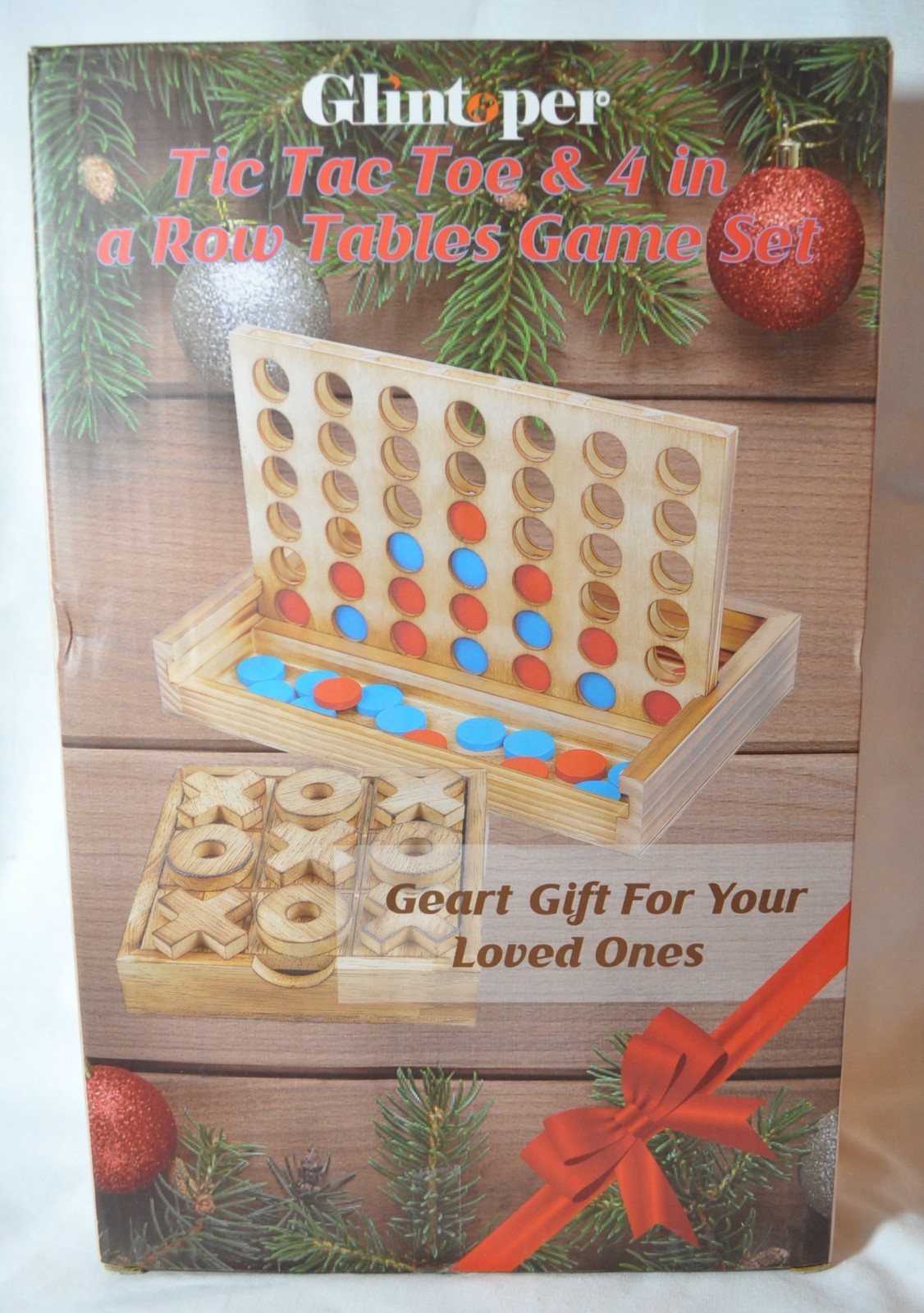 Glintoper Tic Tac Toe & 4 in a Row Tables Game Set, Classic Board Games
