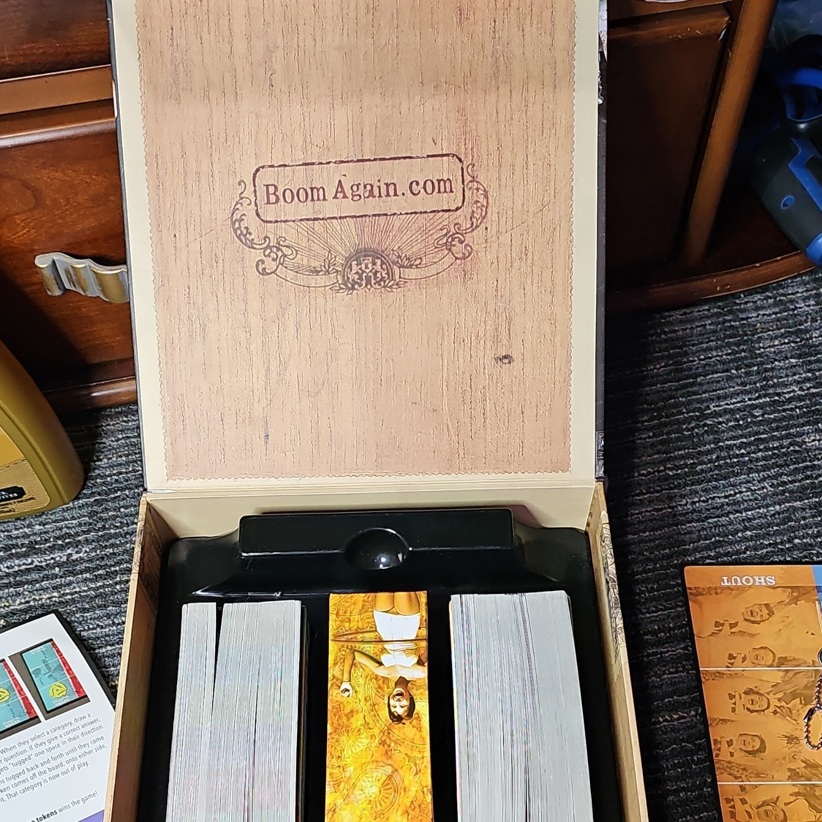 Boom Again Board Game Wooden Box Replay the 50s 60s 70s 2+ Players Adult