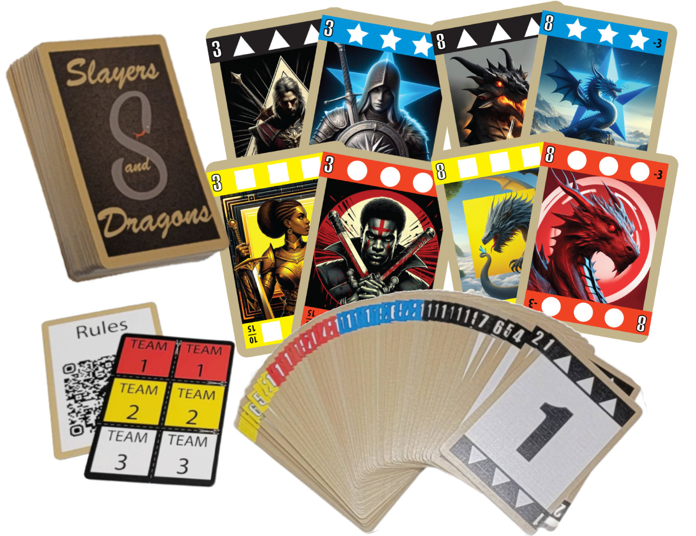 New Slayers and Dragons Card Game, Fun Family Trick Taking Game for 2-6 Players