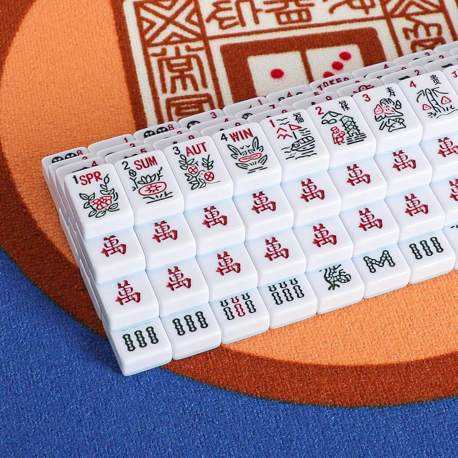 American Mahjong Tiles Set,Mahjong Game Set with 166pcs 1.2’’ Light Blue Tile…