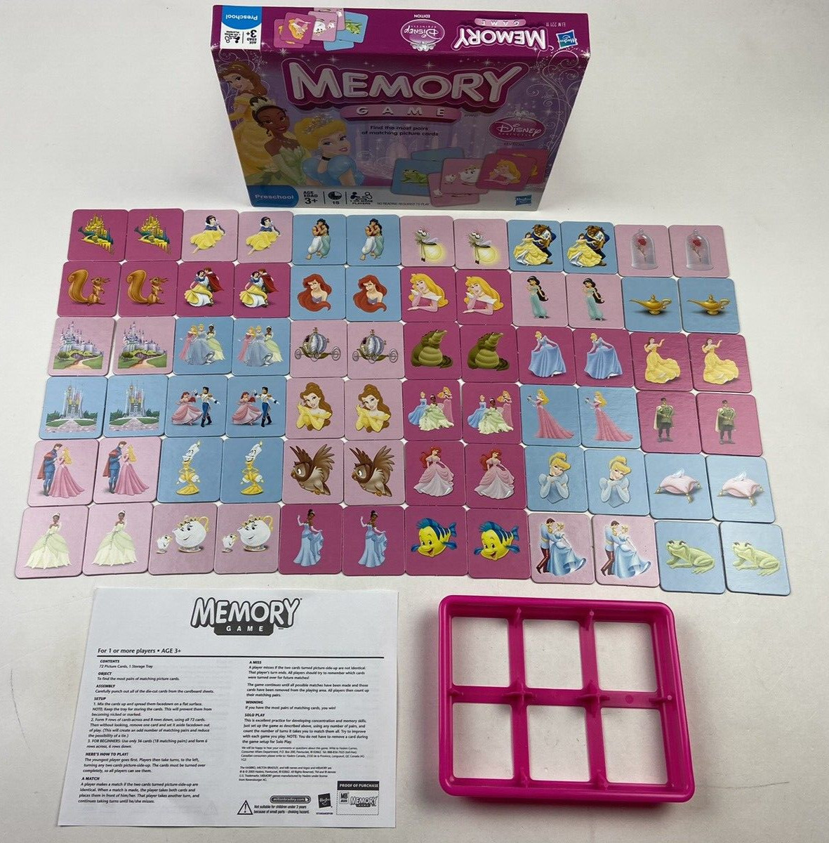 Memory Disney Princess Edition Matching Game By Hasbro 2010 COMPLETE! EUC
